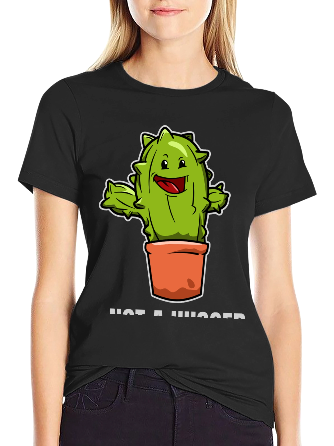 Black Cactus Hugger Funny T-Shirt view 2