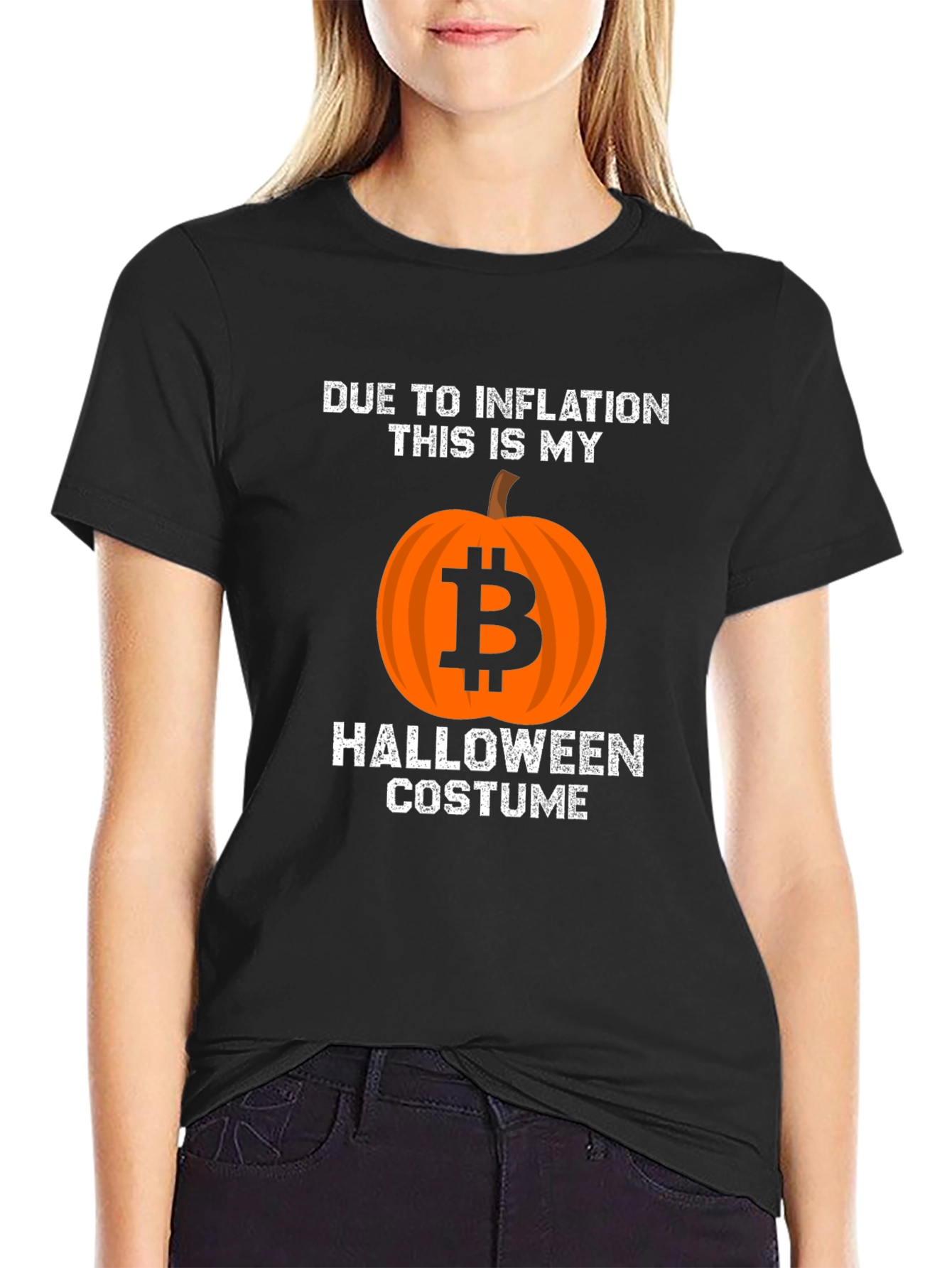 Black Bitcoin Halloween Inflation Costume T-Shirt view 2