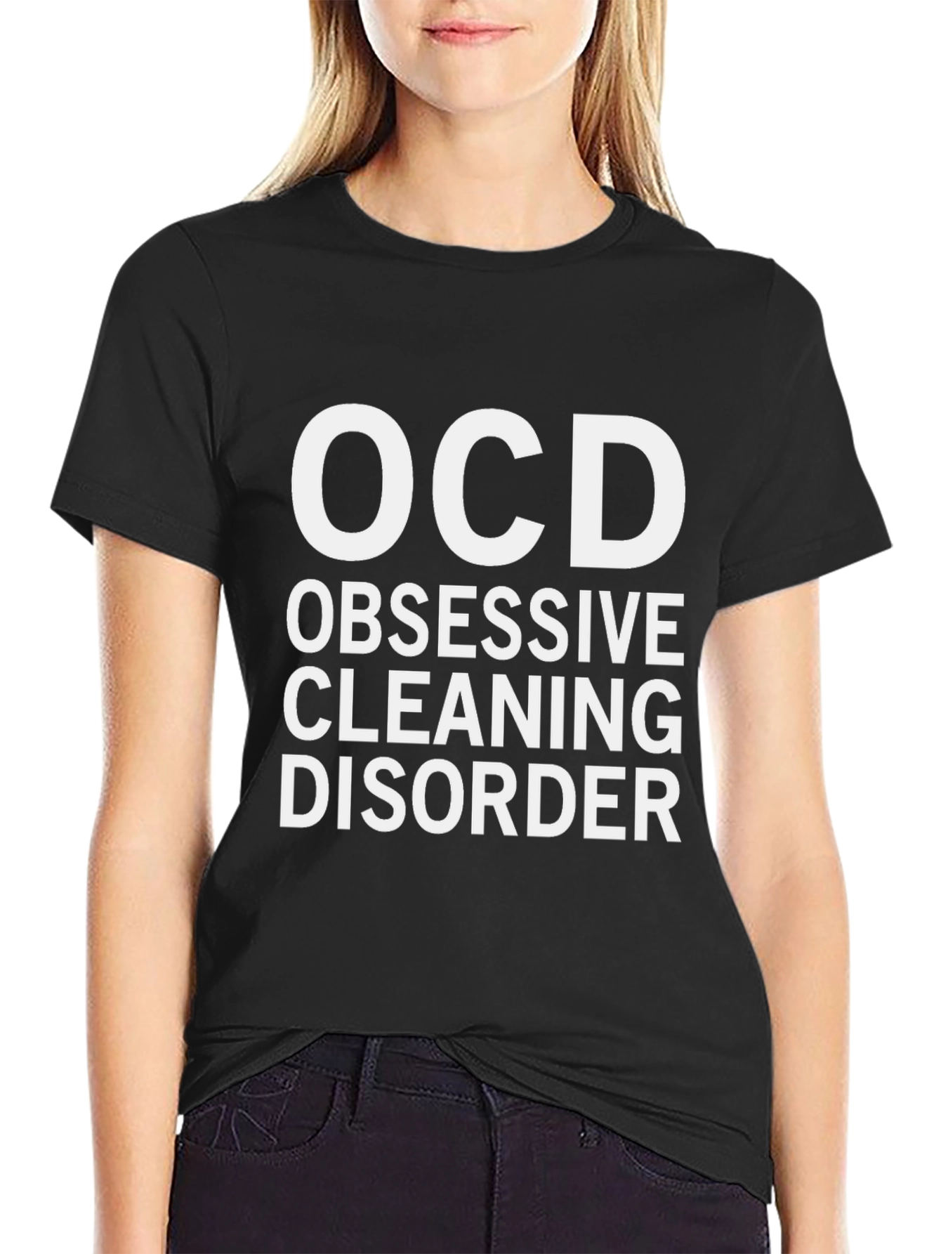 Black OCD Obsessive Cleaning Disorder Humor T-Shirt view 2