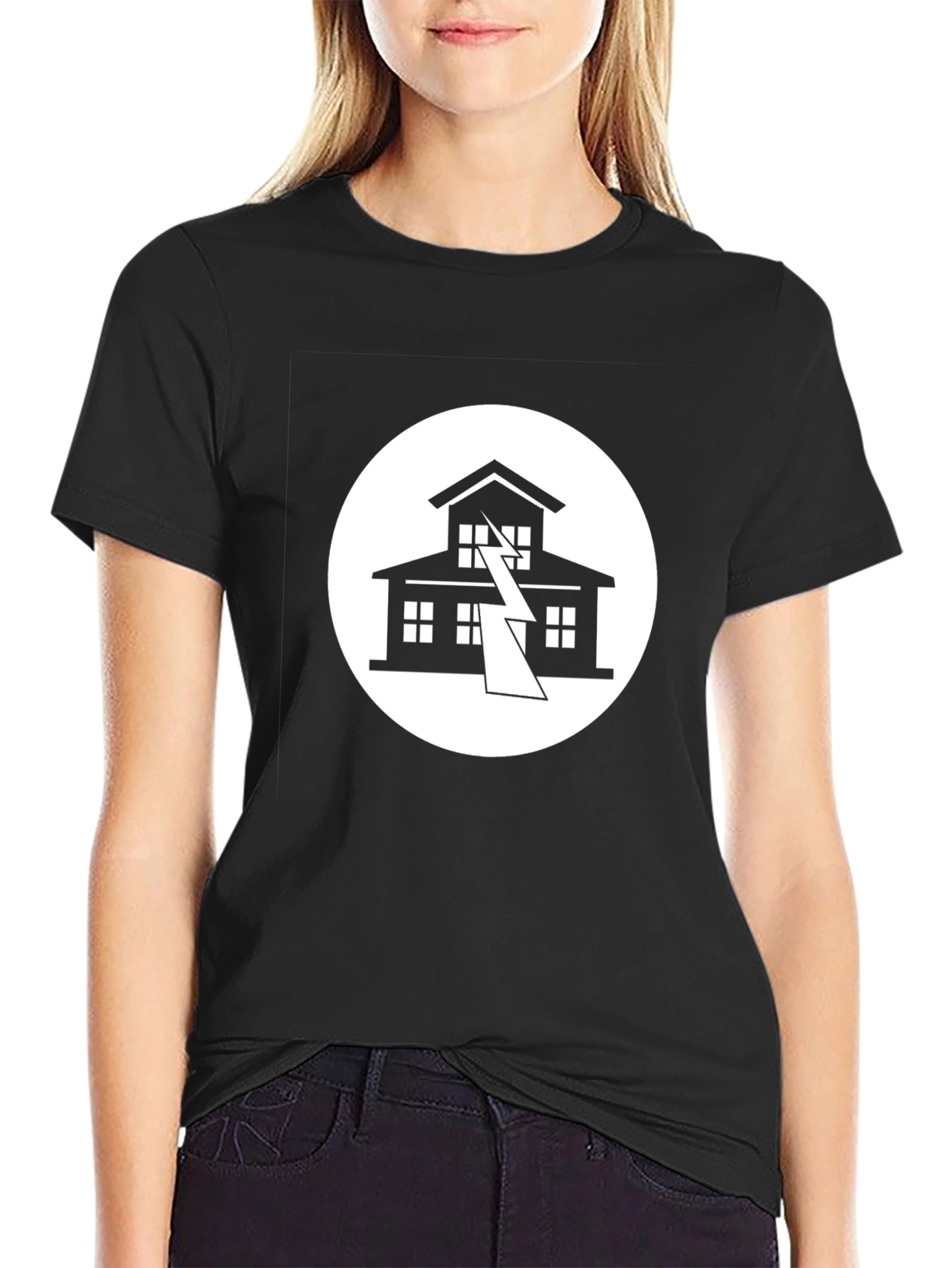 Black Black House Lightning Strike Graphic Tee view 2