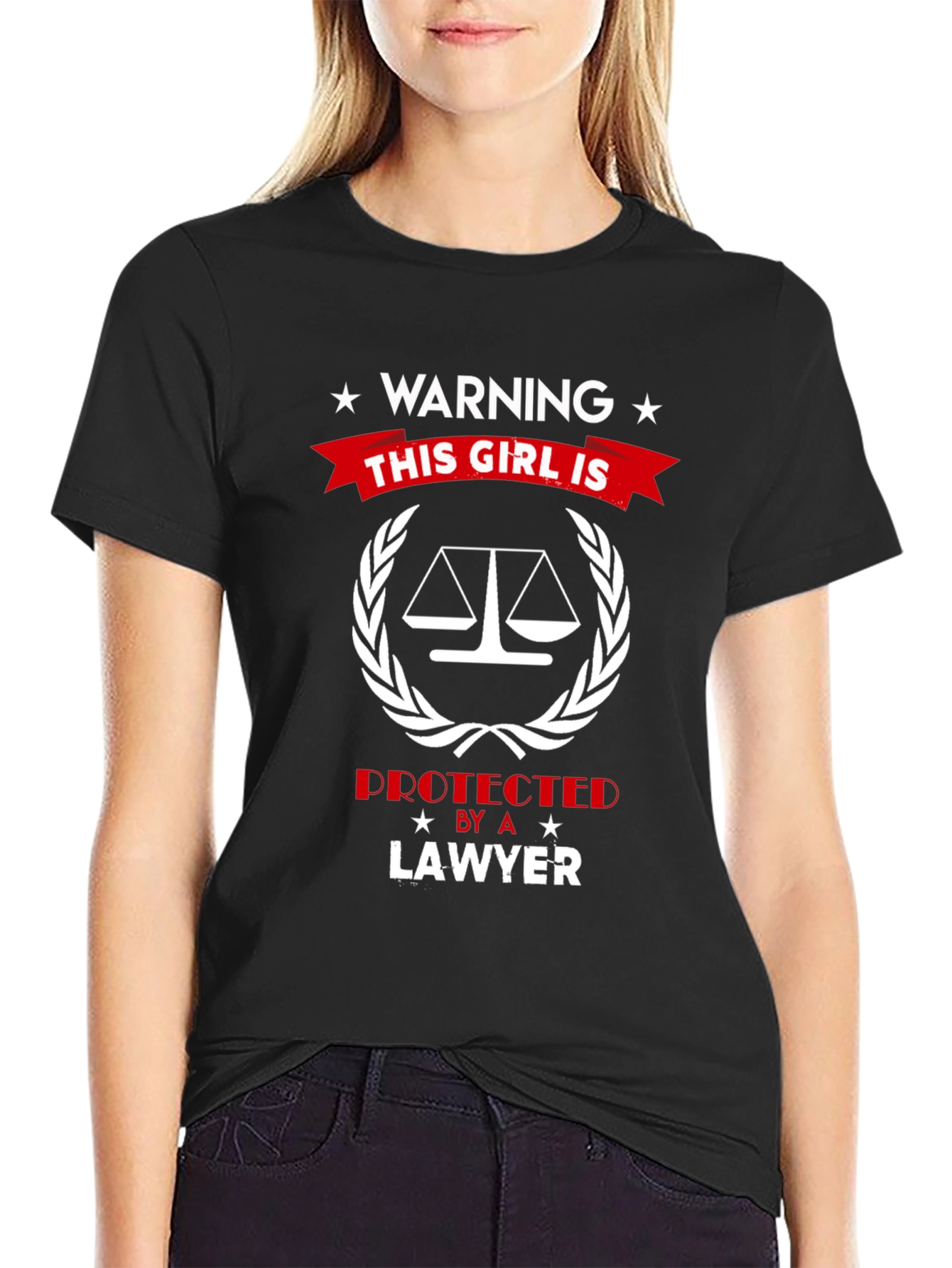 Black Warning: This Girl is Protected by a Lawyer T-Shirt view 2