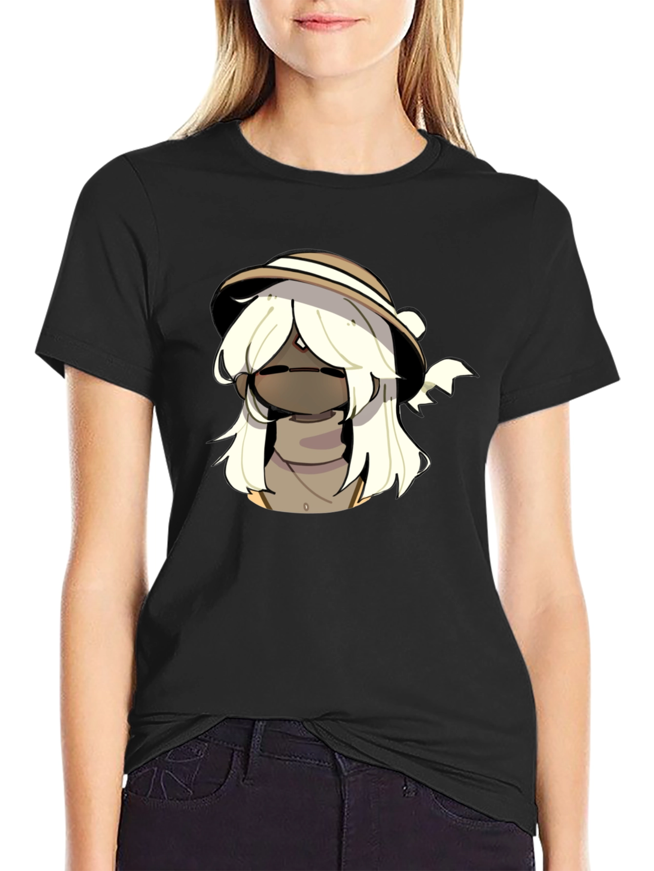 Black Cool Cartoon Character Black T-Shirt view 2