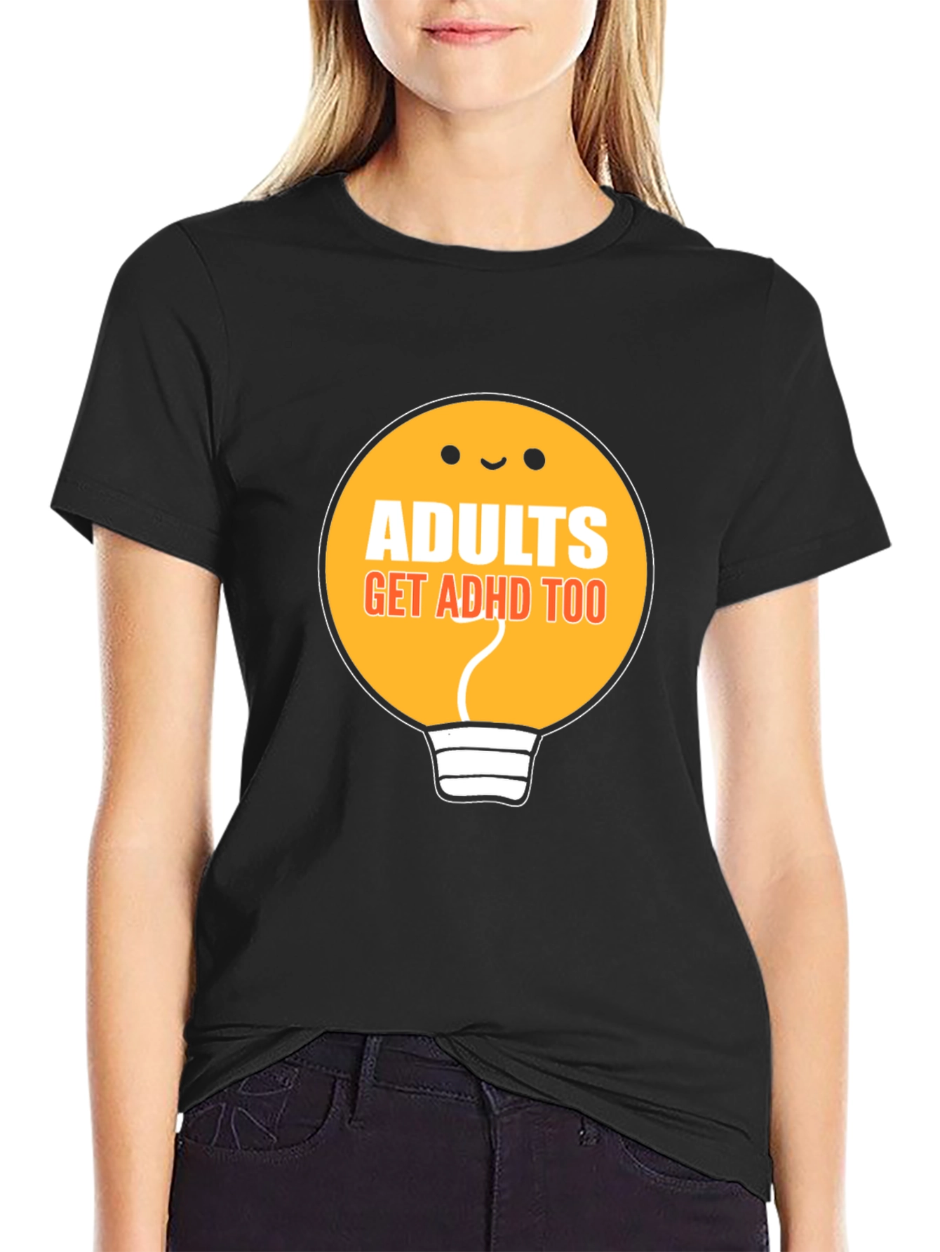 Black Adults Get ADHD Too Black T-Shirt view 2