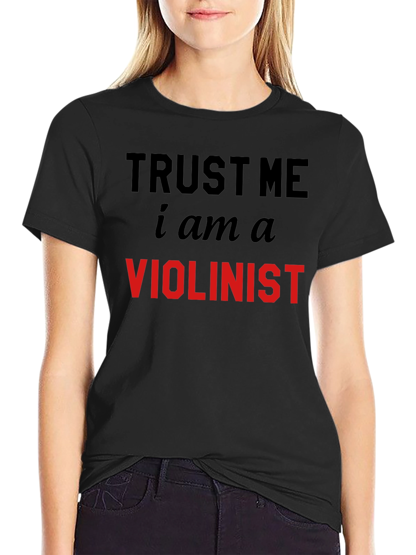 Black Trust Me I'm A Violinist T-Shirt view 2