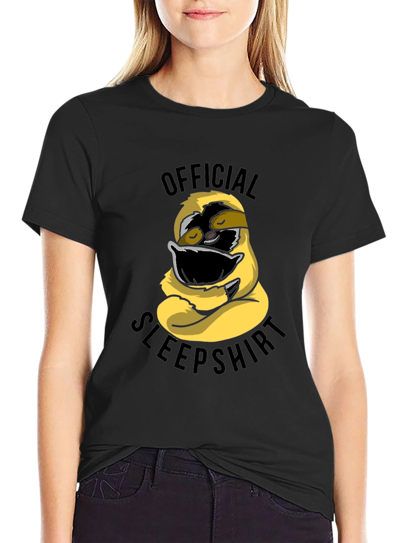Black Official Sleepshirt Funny Sloth T-Shirt view 2