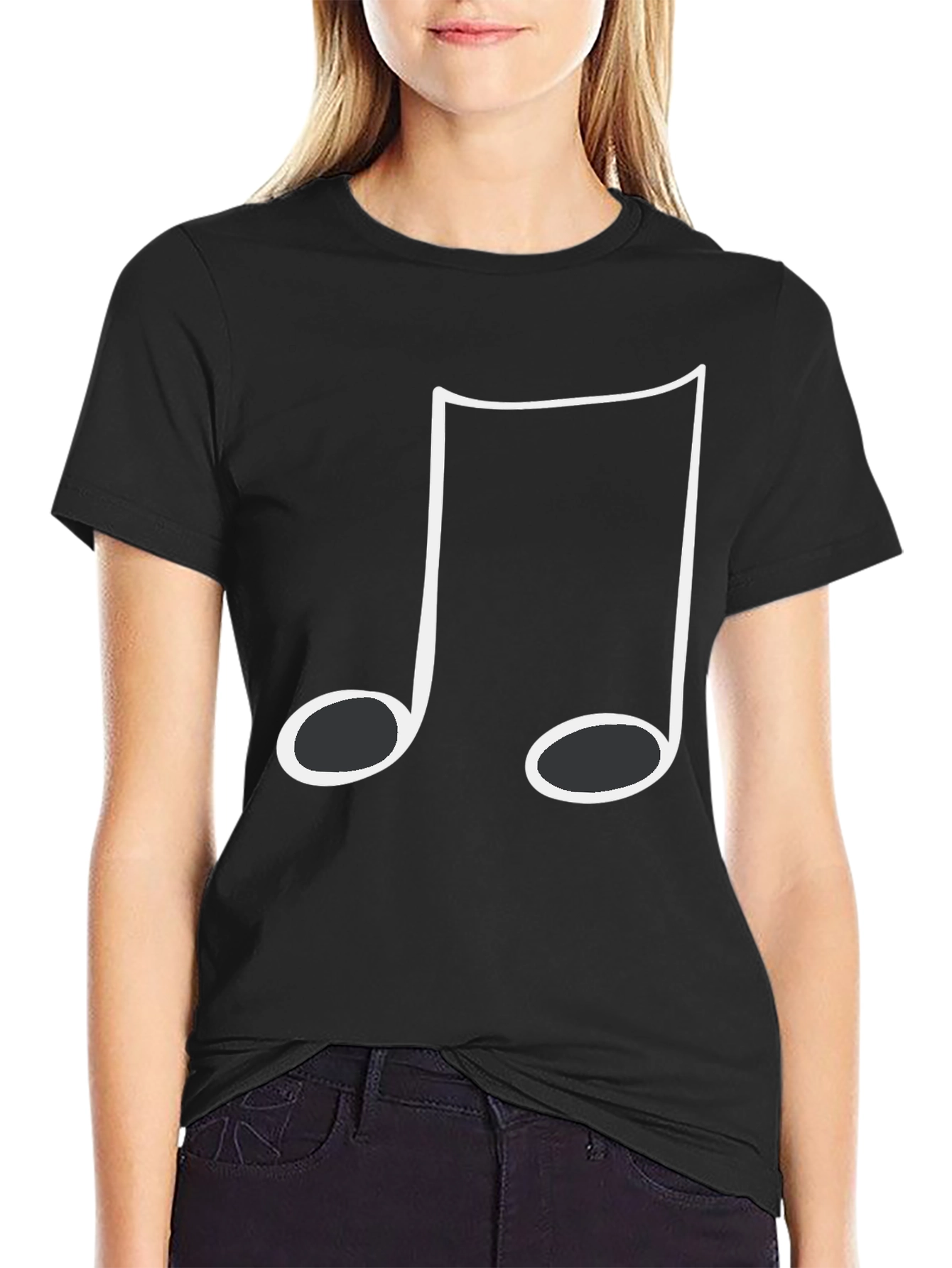 Black Music Note Graphic T-Shirt - Casual Style view 2