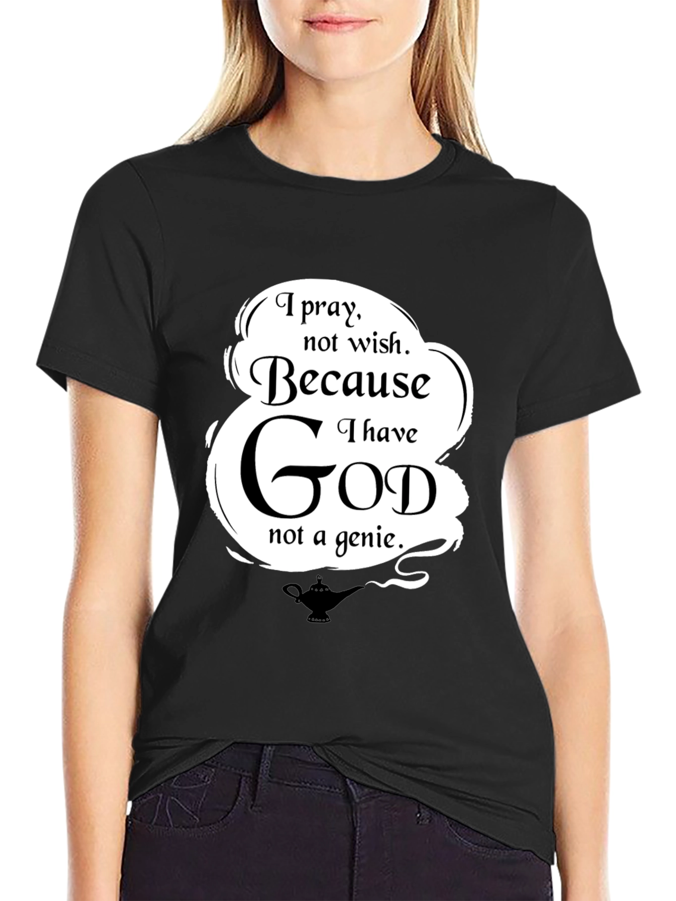 Black I Pray T-Shirt - Religious Graphic Tee view 2