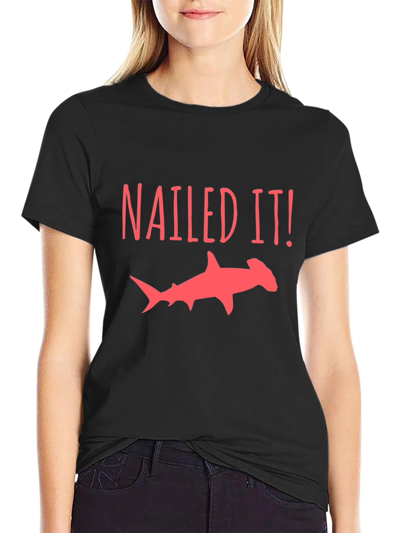 Black Nailed It Hammerhead Shark T-Shirt view 2