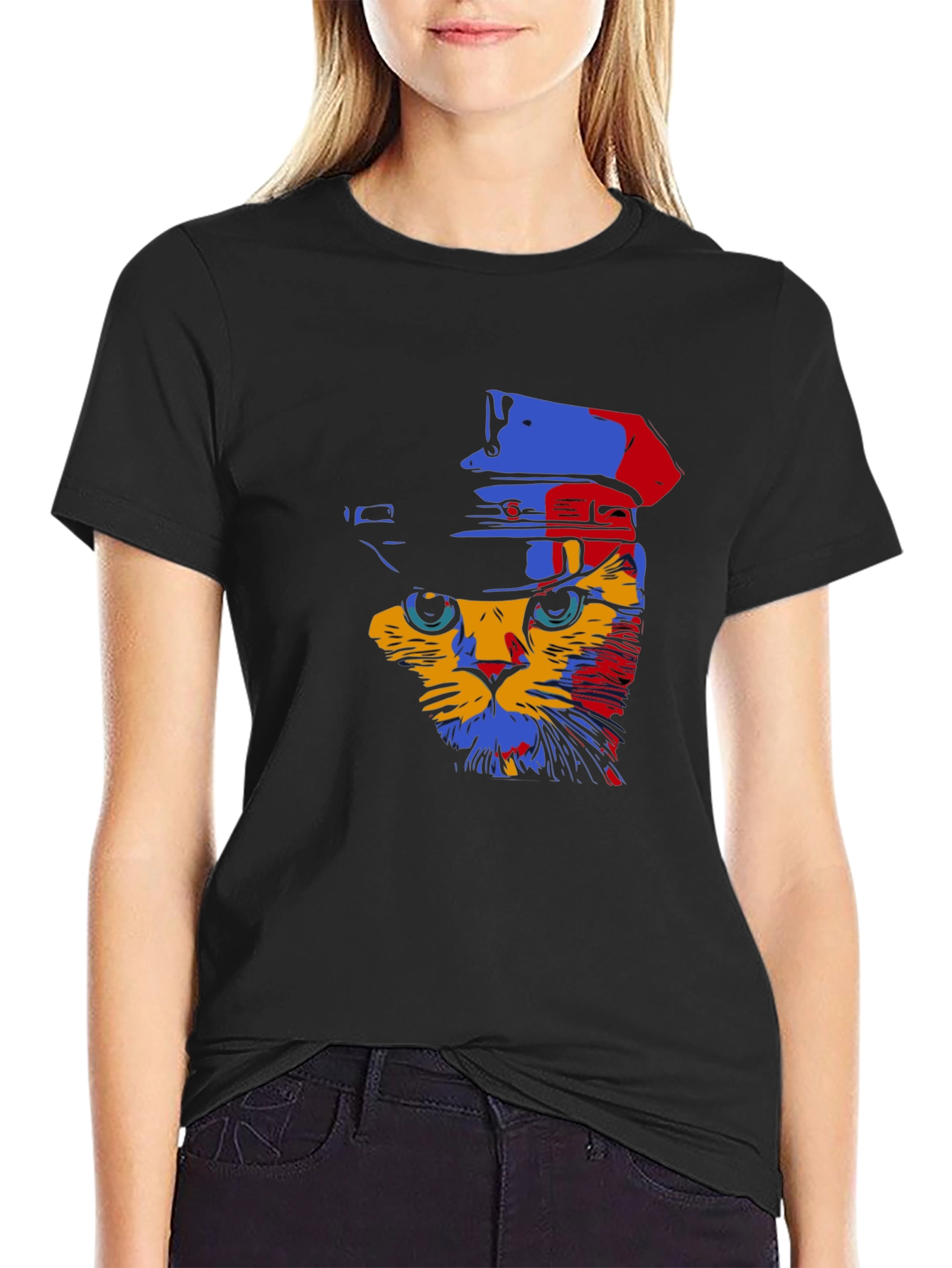 Black Cat Detective T-Shirt - Colorful Cat Design view 2