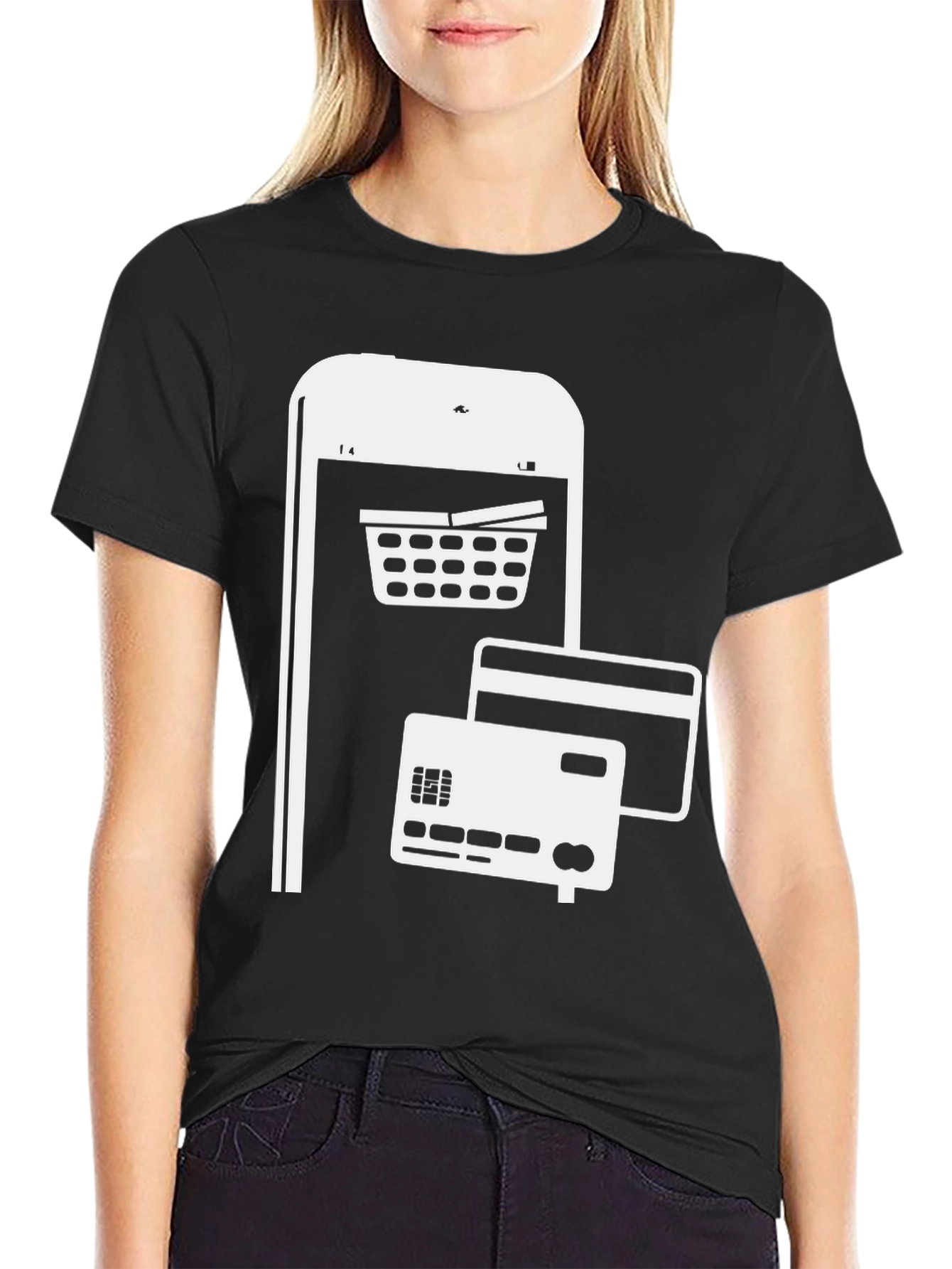 Black Online Shopping T-Shirt view 2