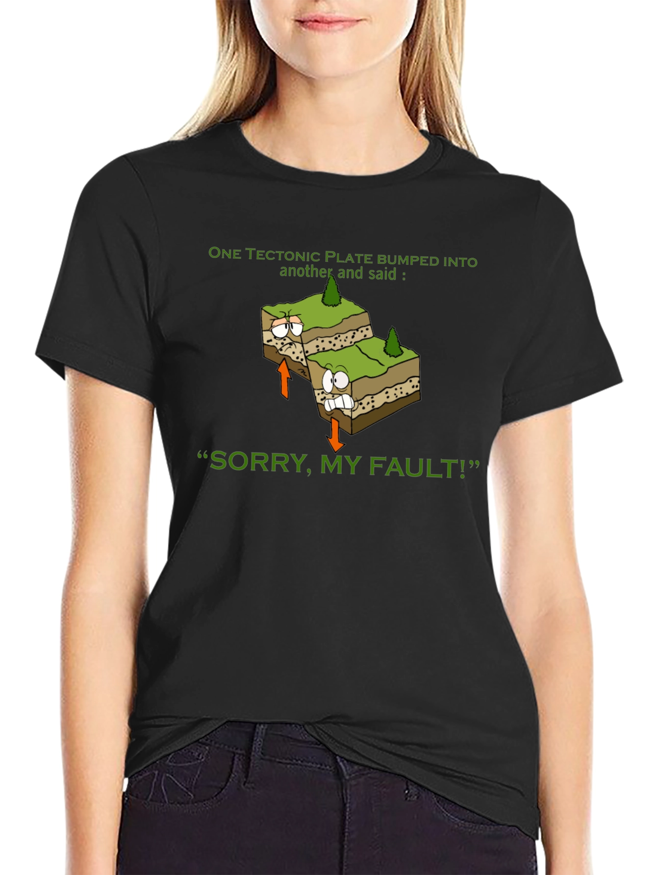Black Funny Geology T-Shirt - "Sorry, My Fault!" view 2