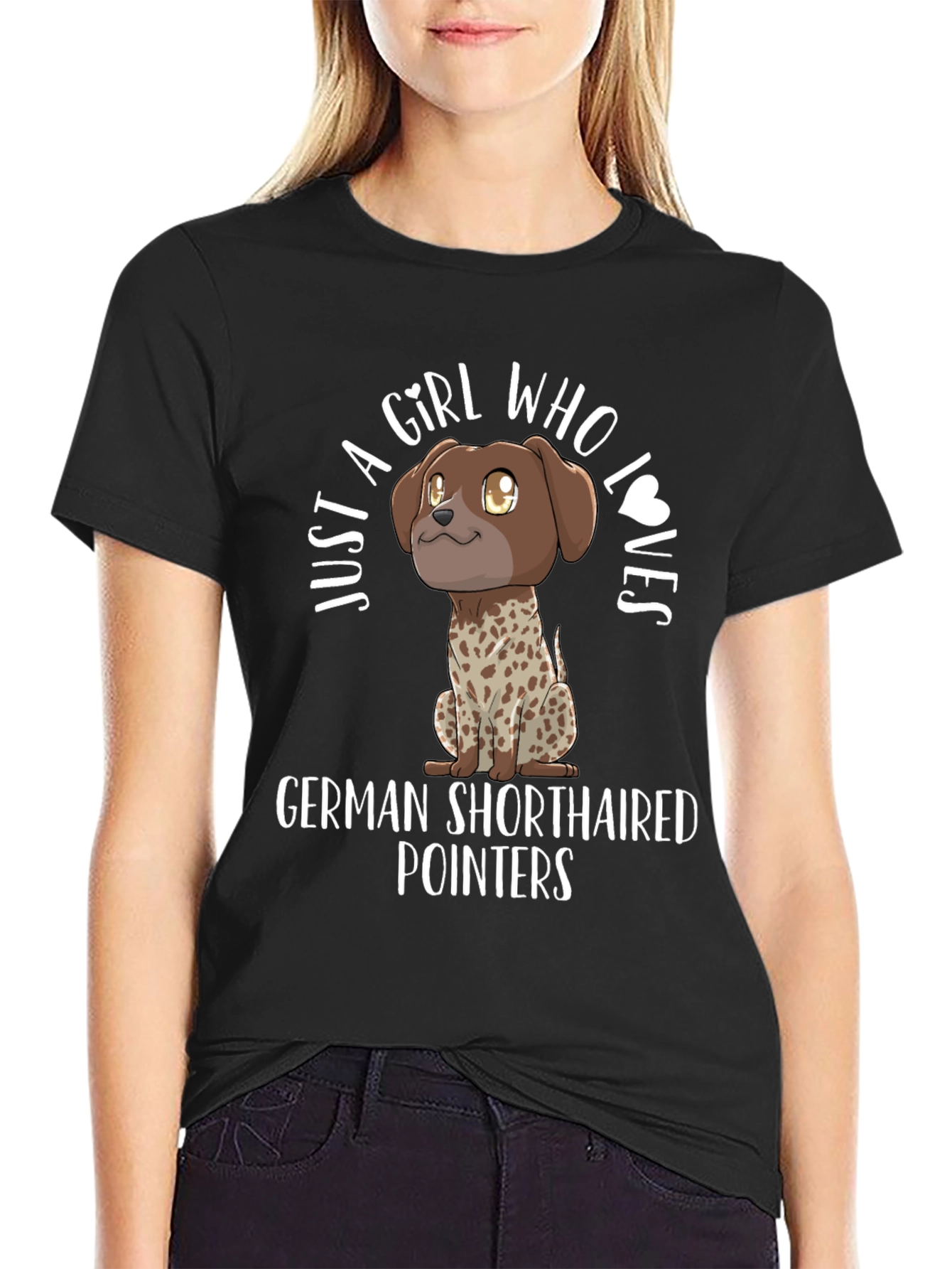 Black Girl Who Loves German Shorthaired Pointers T-Shirt view 2