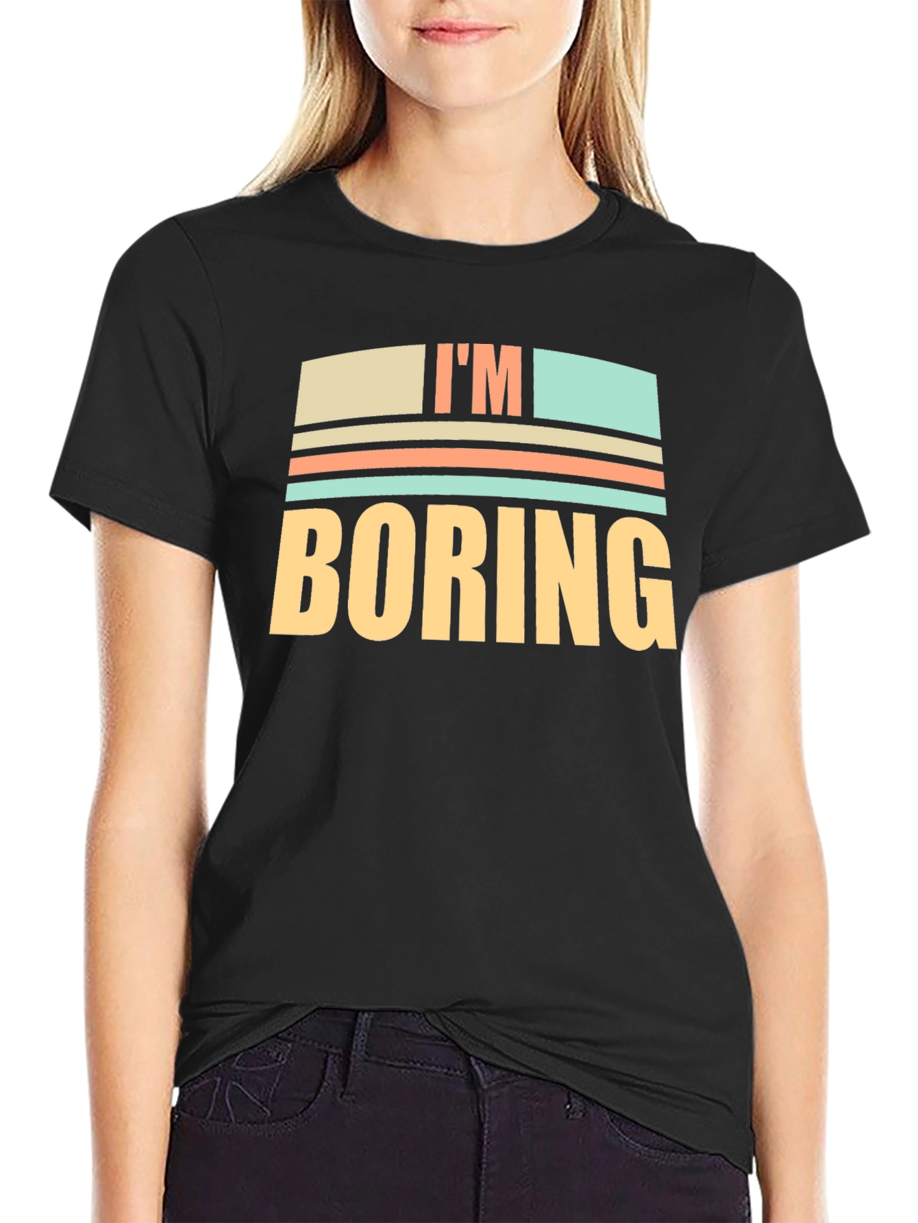 Black I'm Boring Graphic T-Shirt - Funny Novelty Tee view 2