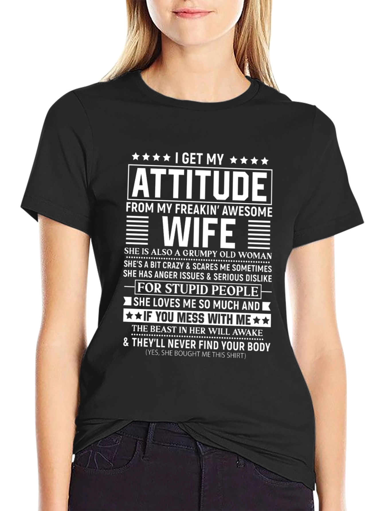 Black Funny "Awesome Wife" Graphic T-Shirt view 2