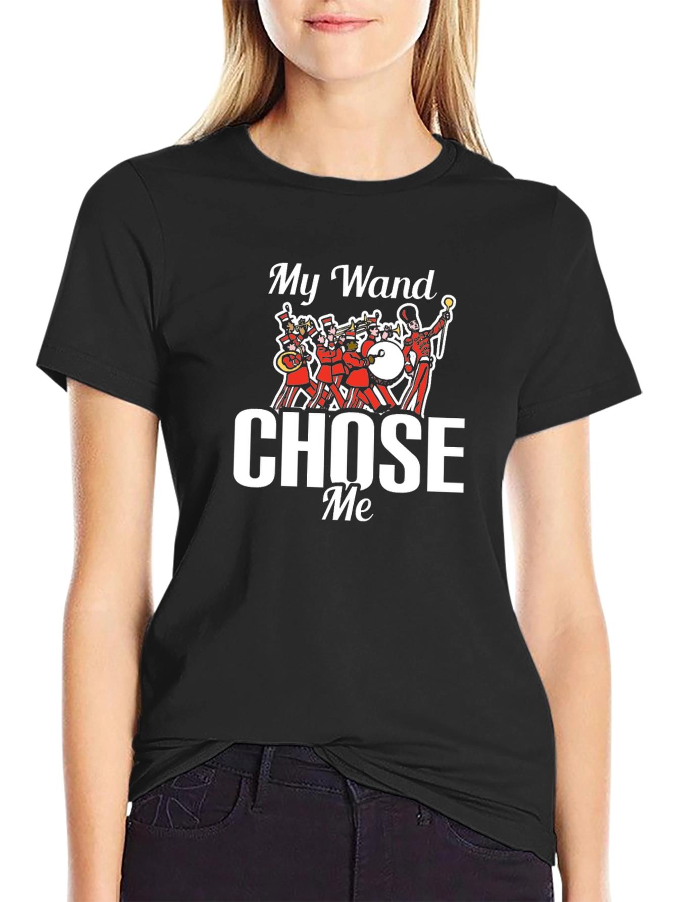 Black My Wand Chose Me Funny Band Graphic T-Shirt view 2