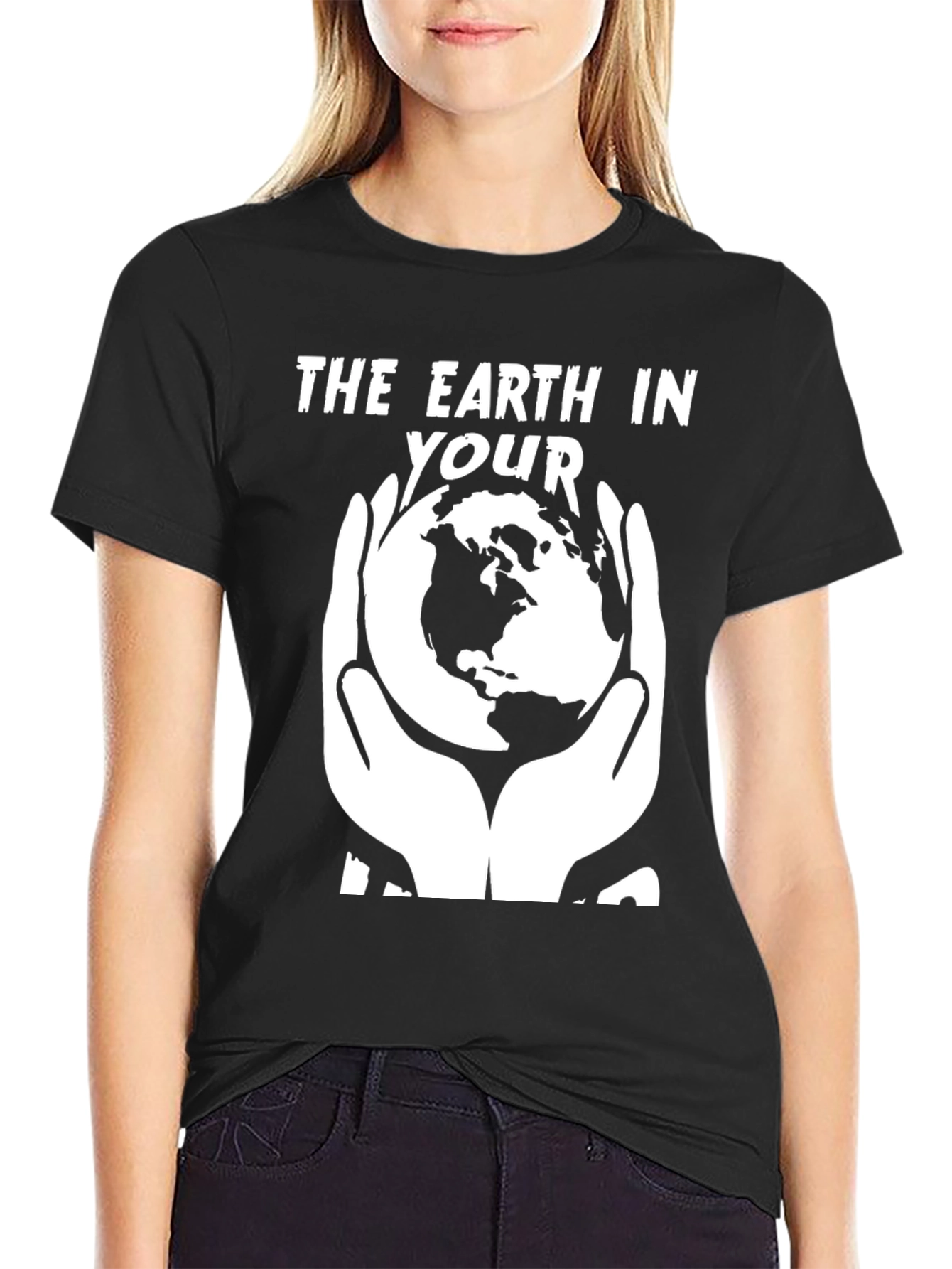 Black The Earth in Your Hands Graphic Tee - Black view 2