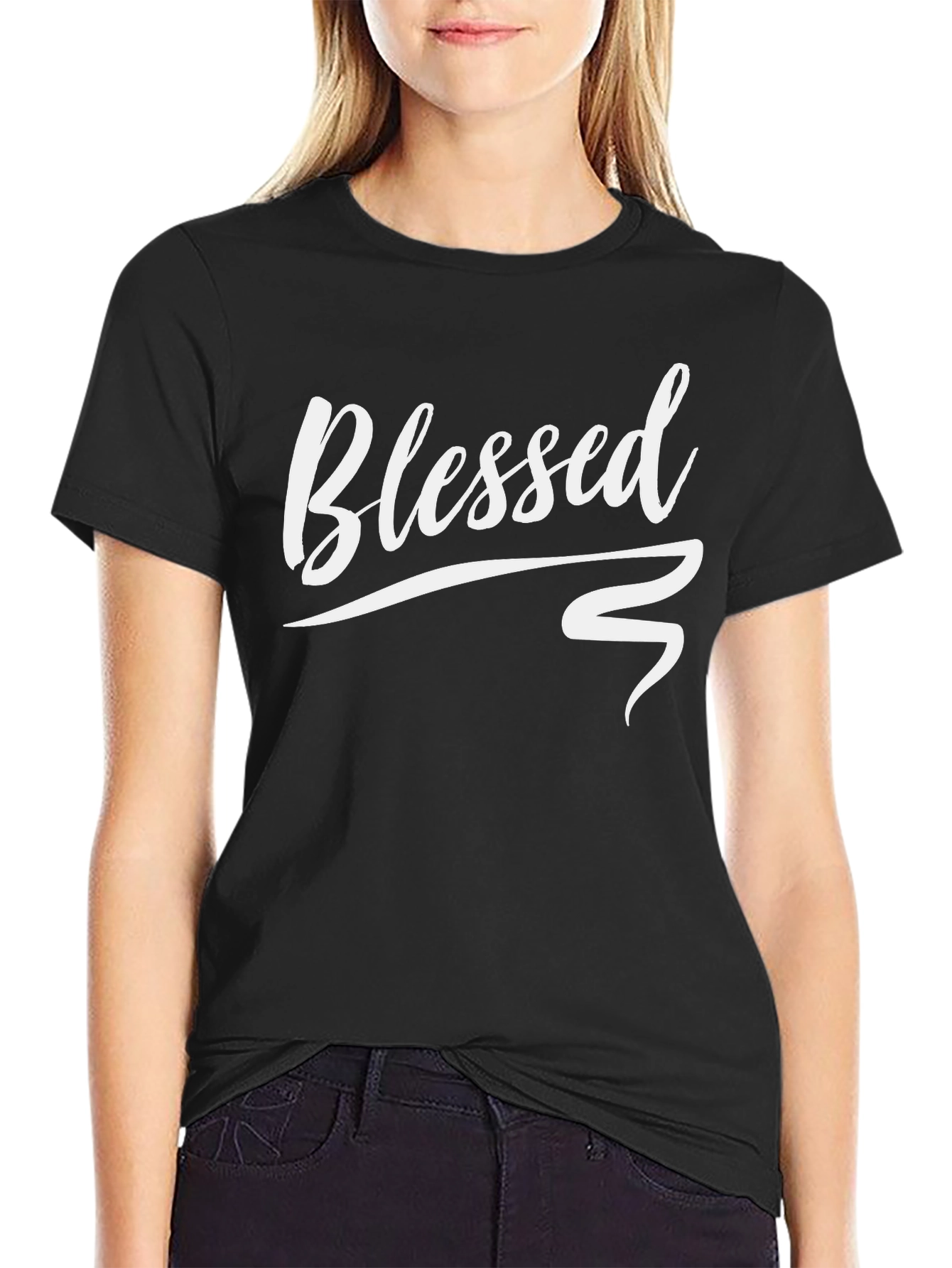 Black Blessed Graphic T-Shirt - Soft Cotton Blend view 2