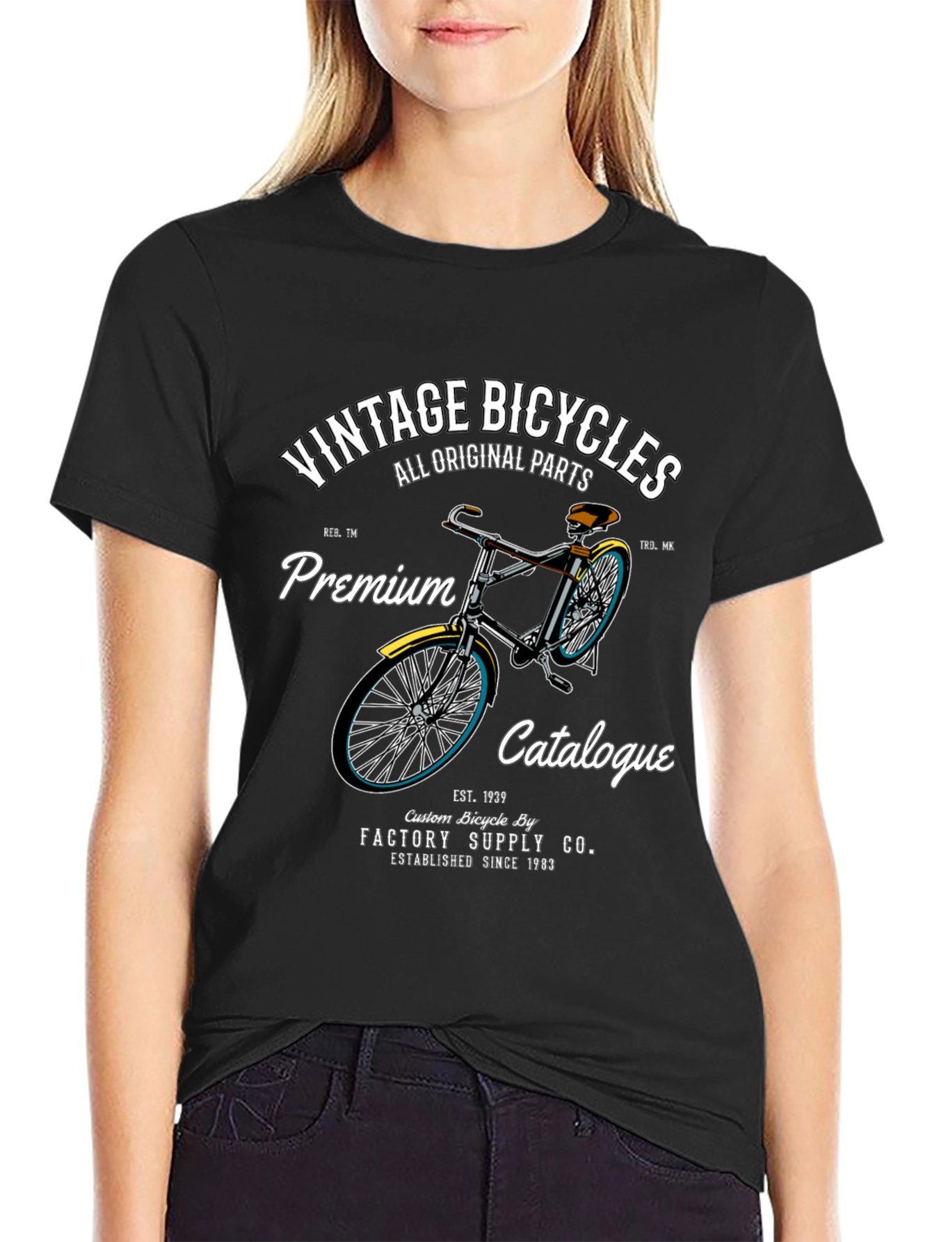 Black Vintage Bicycles Premium T-Shirt view 2