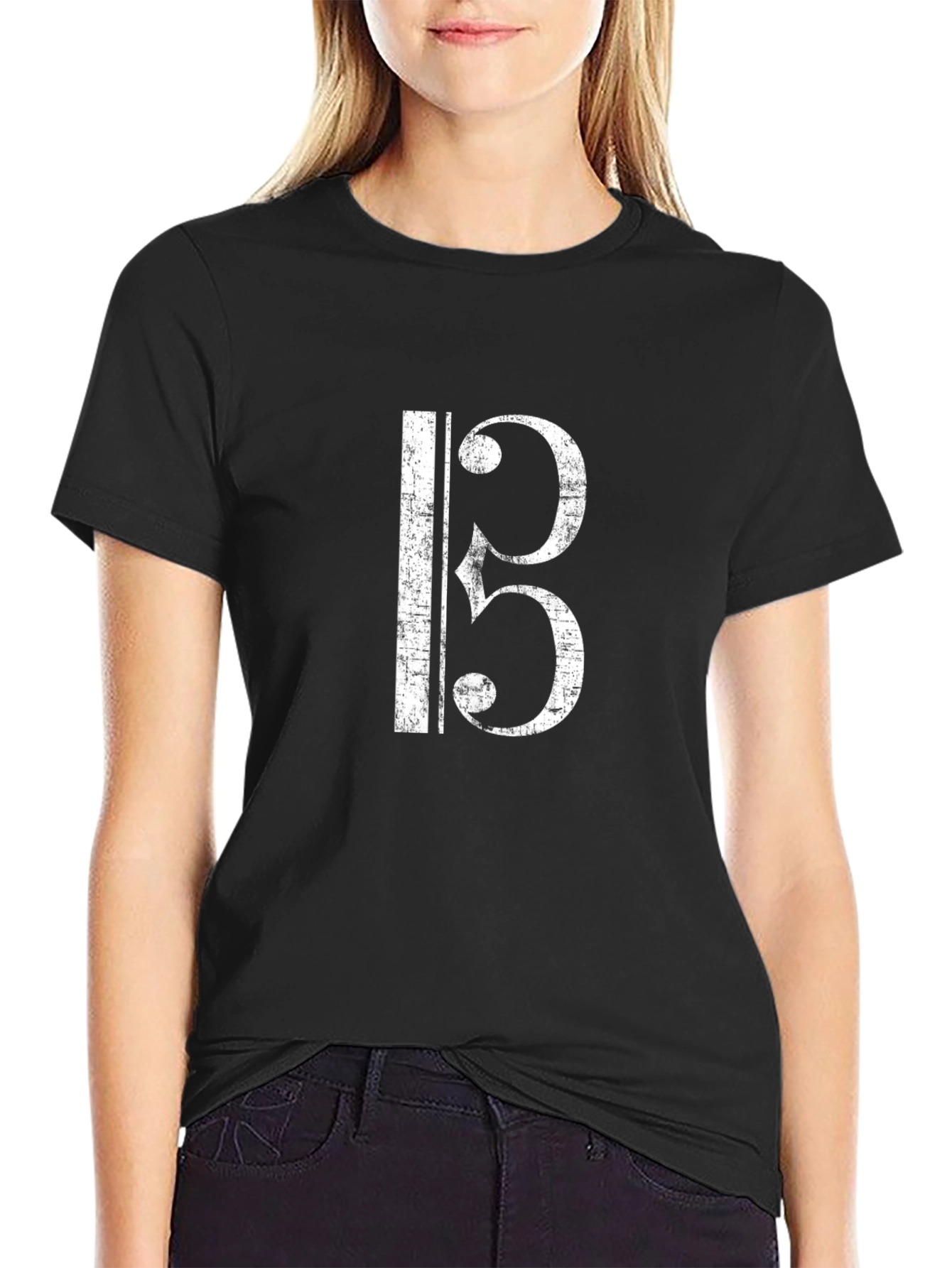 Black Music Note Graphic T-Shirt - Black Cotton Tee view 2