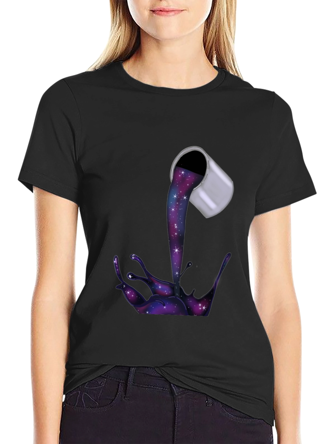 Black Galaxy Paint Pour Men's T-Shirt view 2