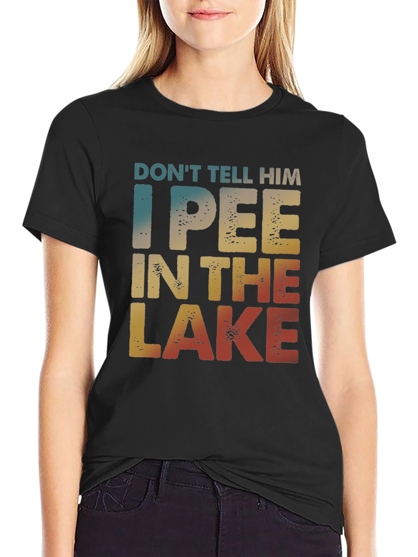 Black I Pee In The Lake Funny T-Shirt view 2