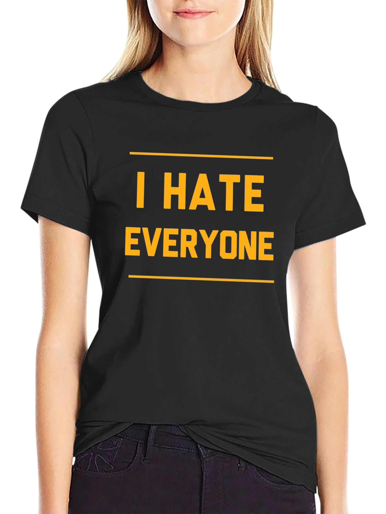 Black I Hate Everyone Graphic T-Shirt - Black Novelty Tee view 2