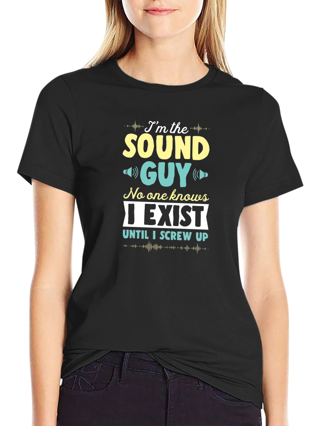 Black Sound Guy T-Shirt - Funny Audio Engineer Tee view 2