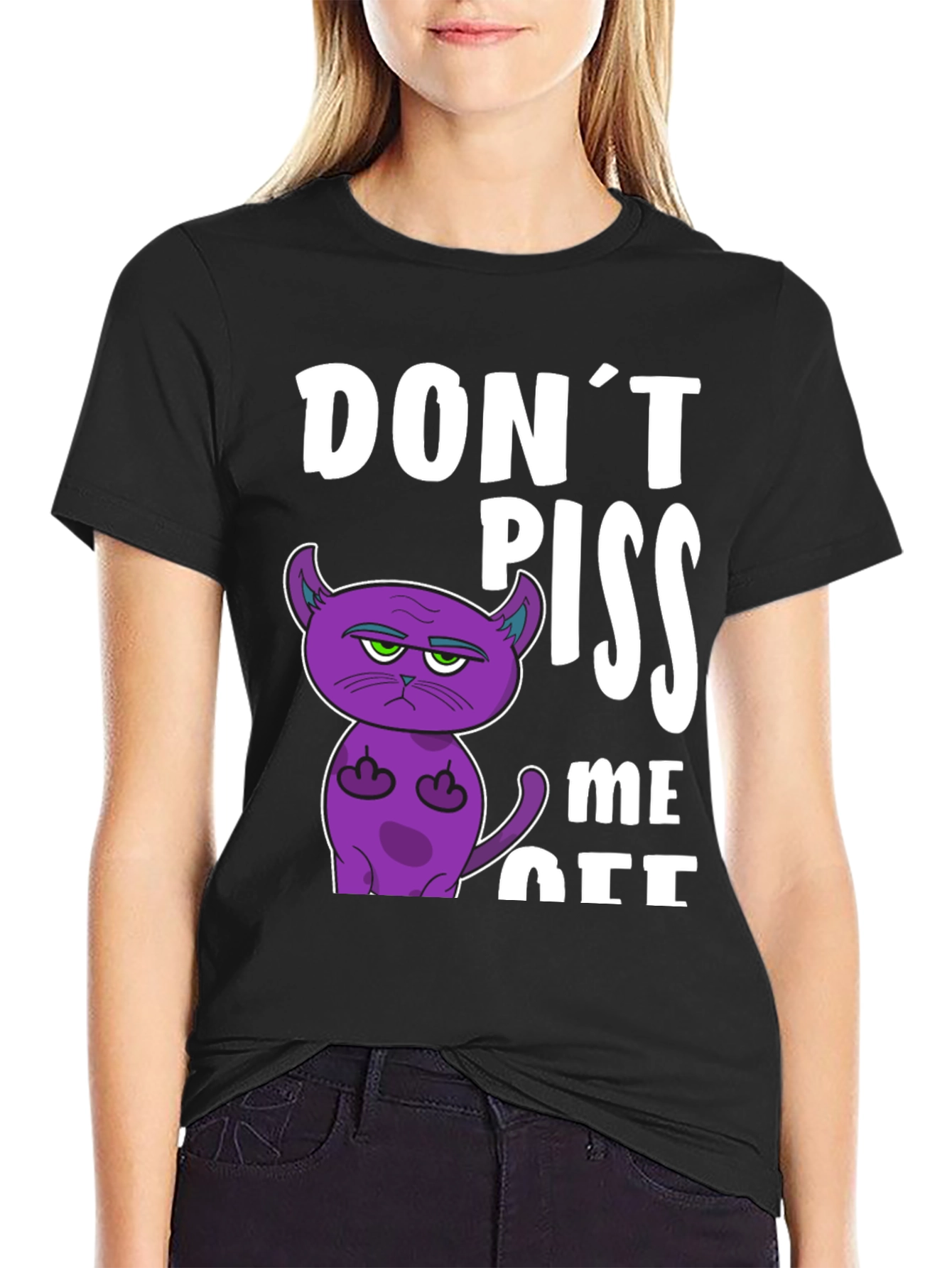 Black Don't Piss Me Off Funny Cat T-Shirt view 2