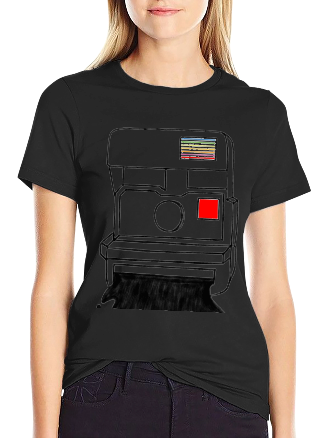 Black Vintage Camera Graphic Tee - Retro Style view 2