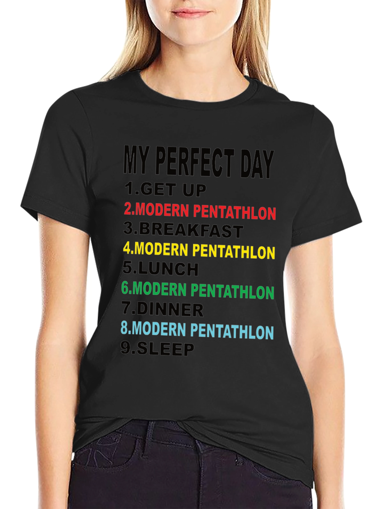 Black Modern Pentathlon Perfect Day T-Shirt view 2