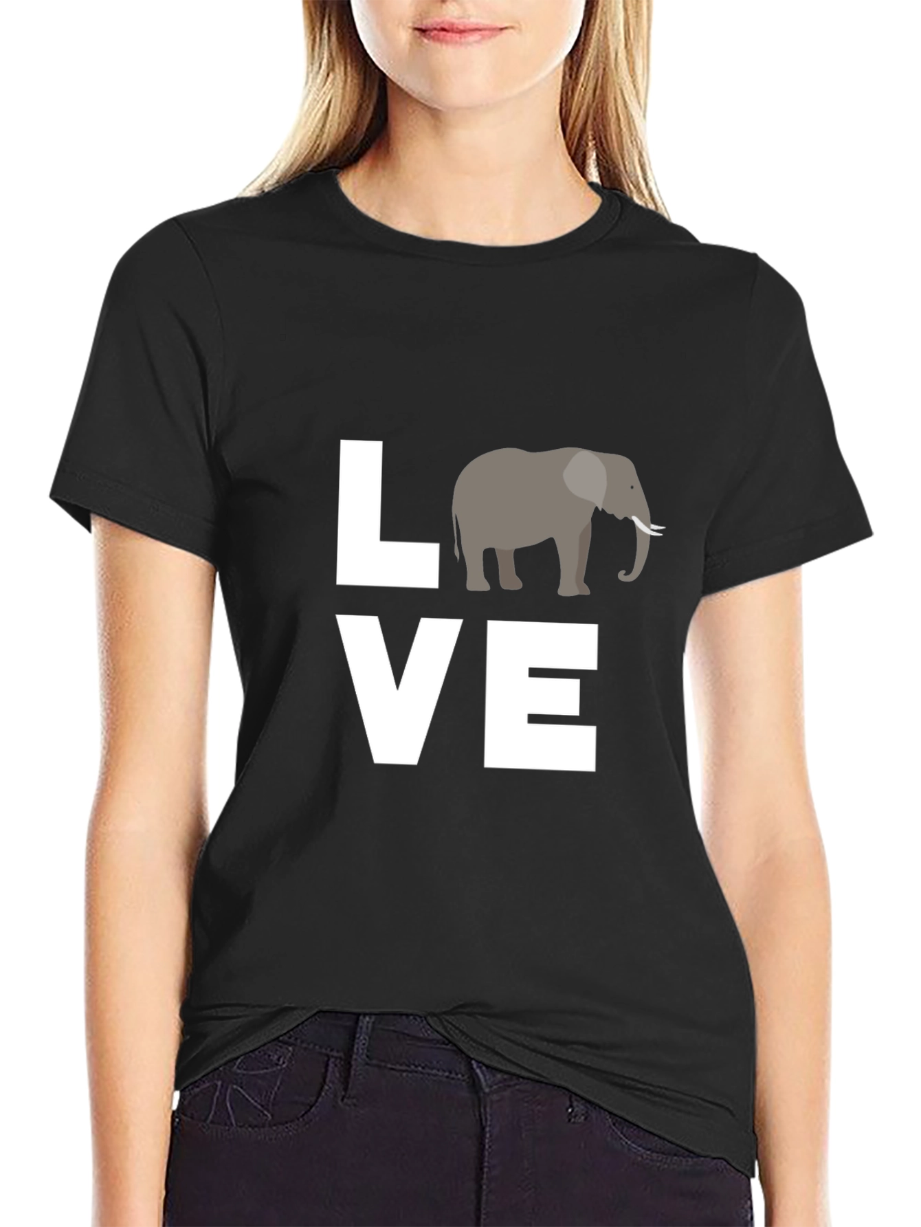 Black Love Elephants Black Graphic Tee view 2
