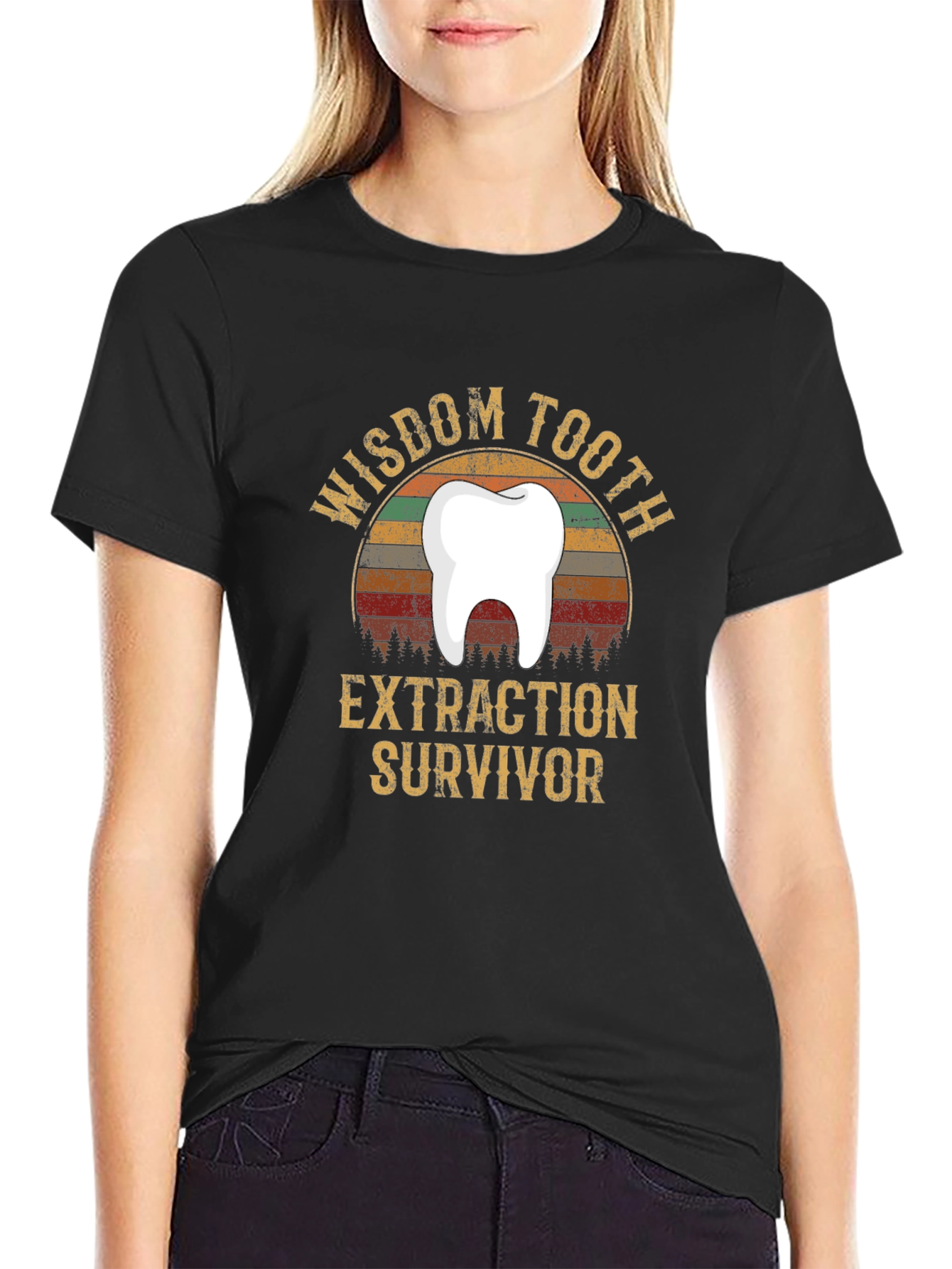 Black Wisdom Tooth Extraction Survivor Graphic Tee view 2