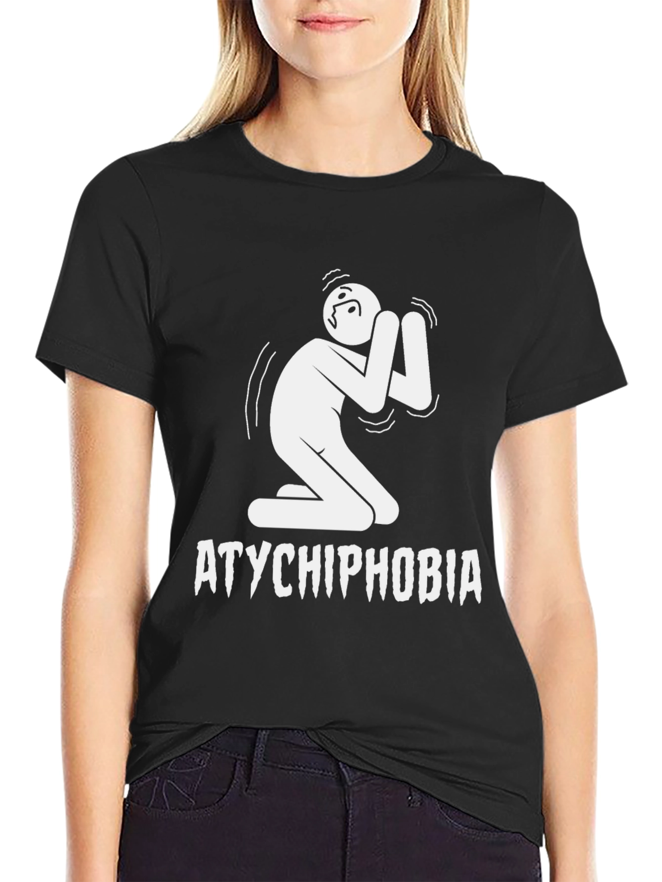 Black Atychiphobia T-Shirt: Fear of Failure Tee view 2