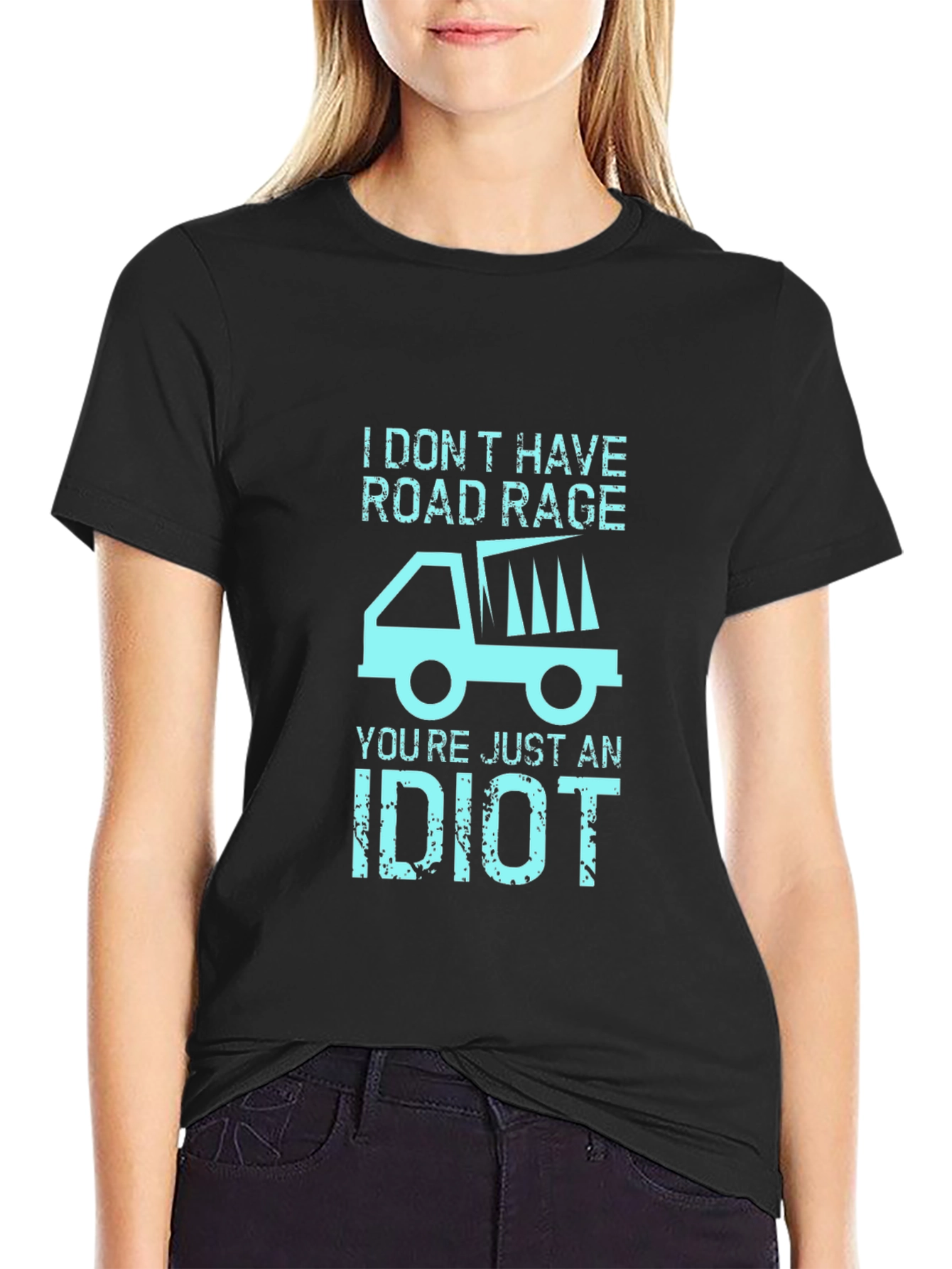 Black Road Rage Dump Truck Graphic Tee - Sarcastic Humor T-Shirt view 2