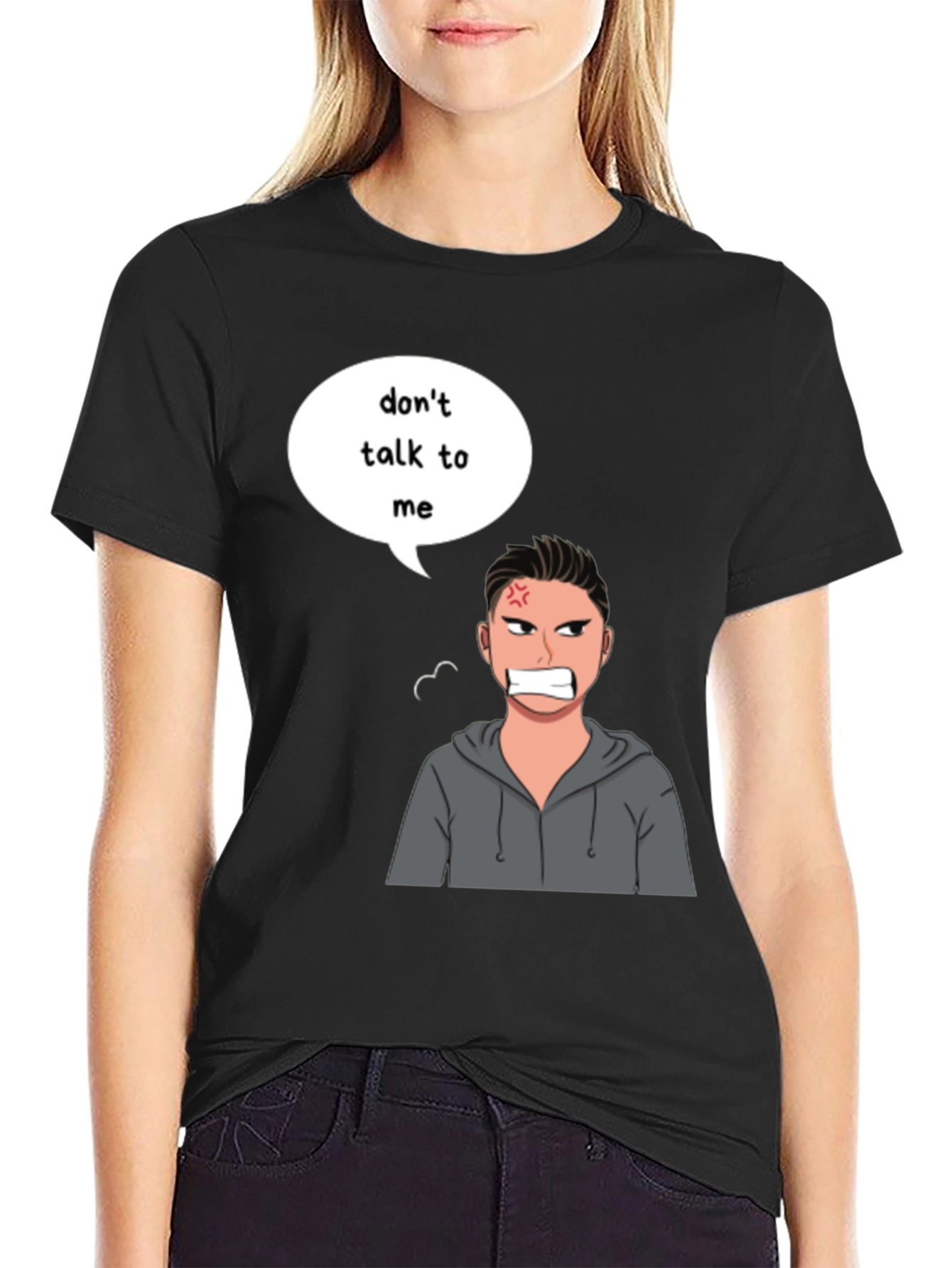 Black Don't Talk To Me Angry Cartoon T-Shirt view 2