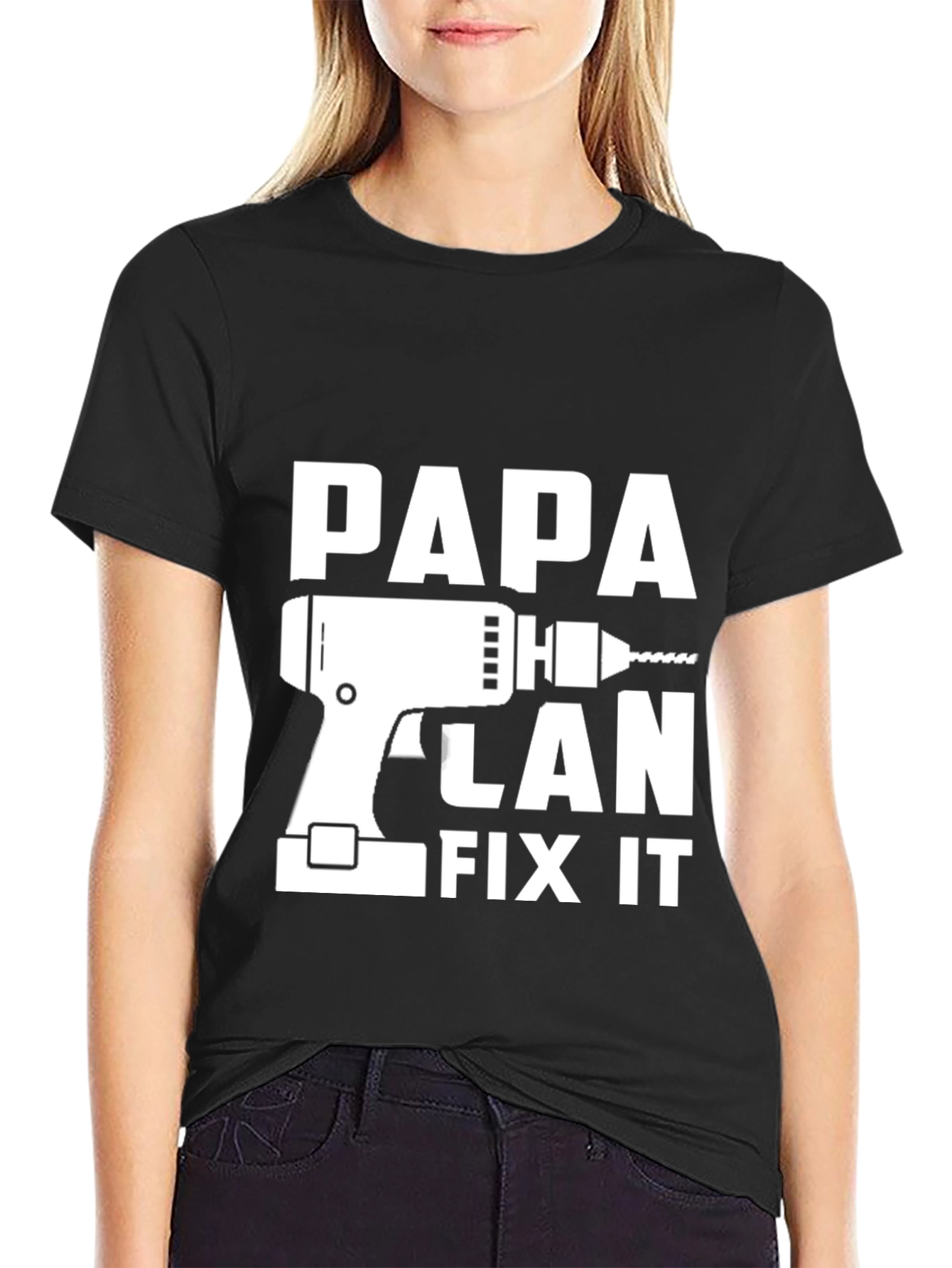 Black Papa Can Fix It T-Shirt - Funny Dad Tee view 2
