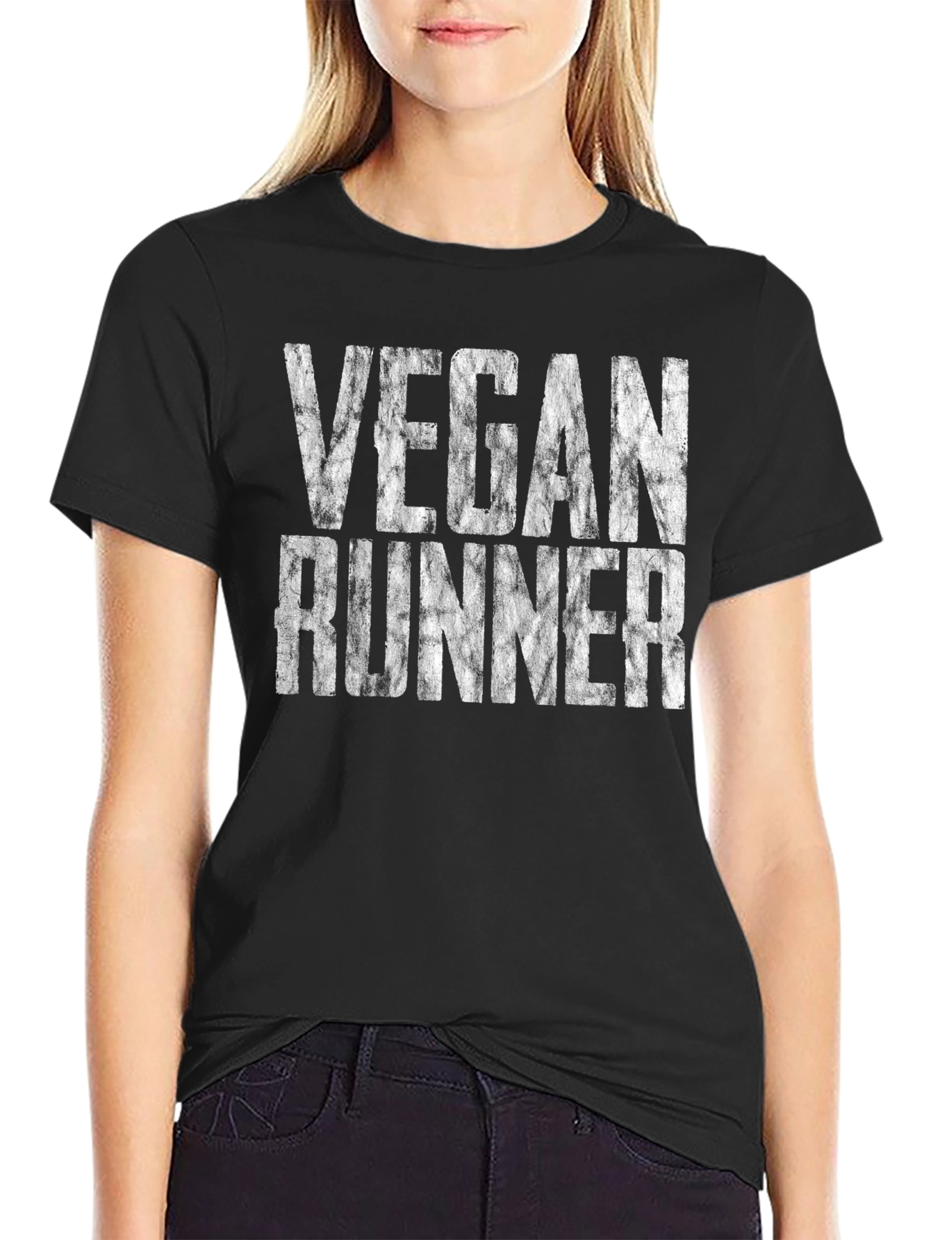 Black Vegan Runner Graphic Tee - Unisex Soft Cotton T-Shirt view 2