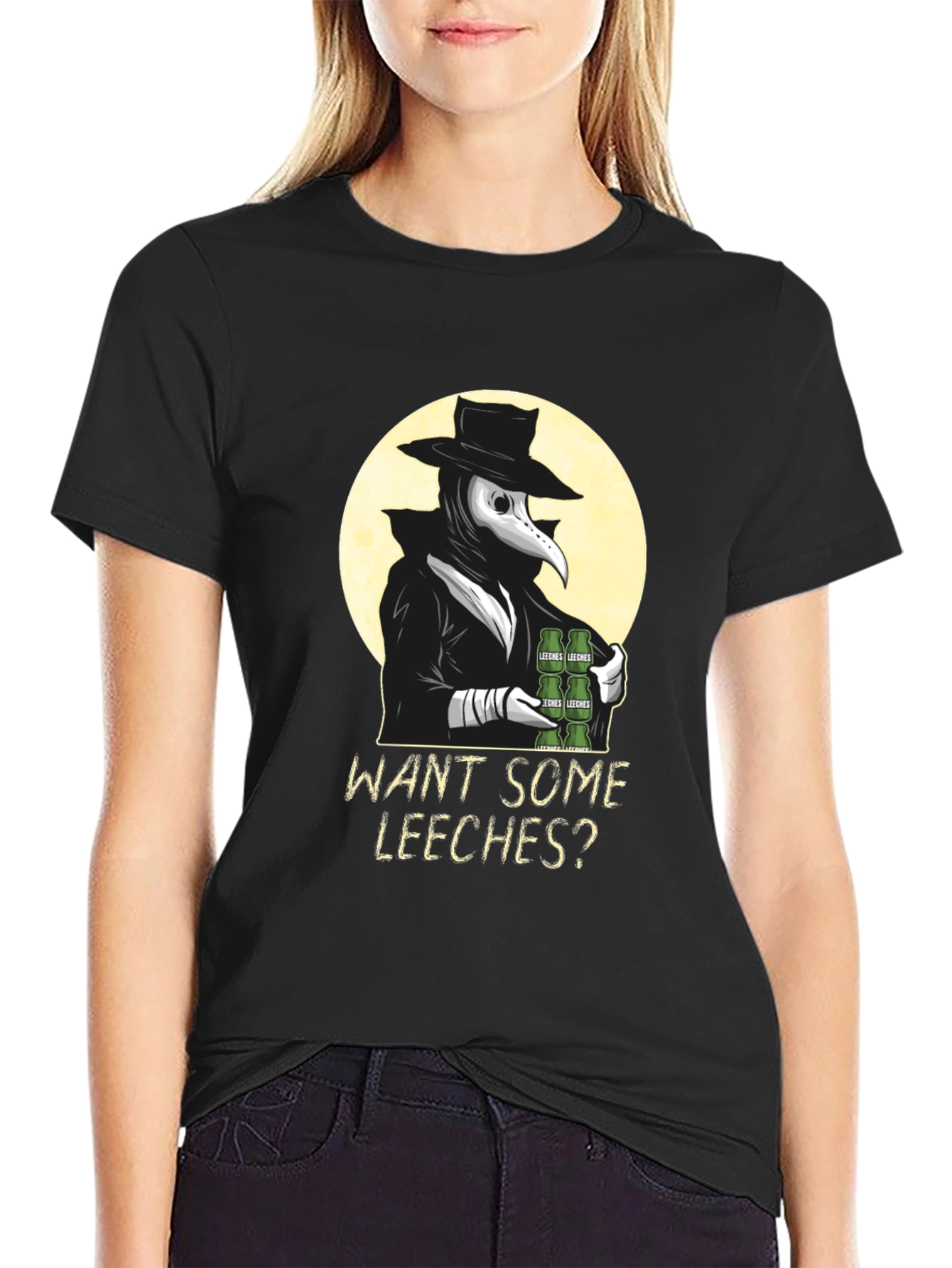Black Want Some Leeches? Graphic Tee view 2