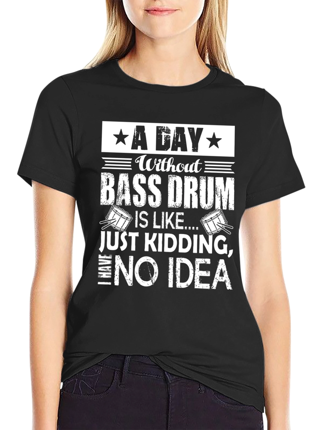 Black Bass Drum T-Shirt - Funny Drummer Tee view 2