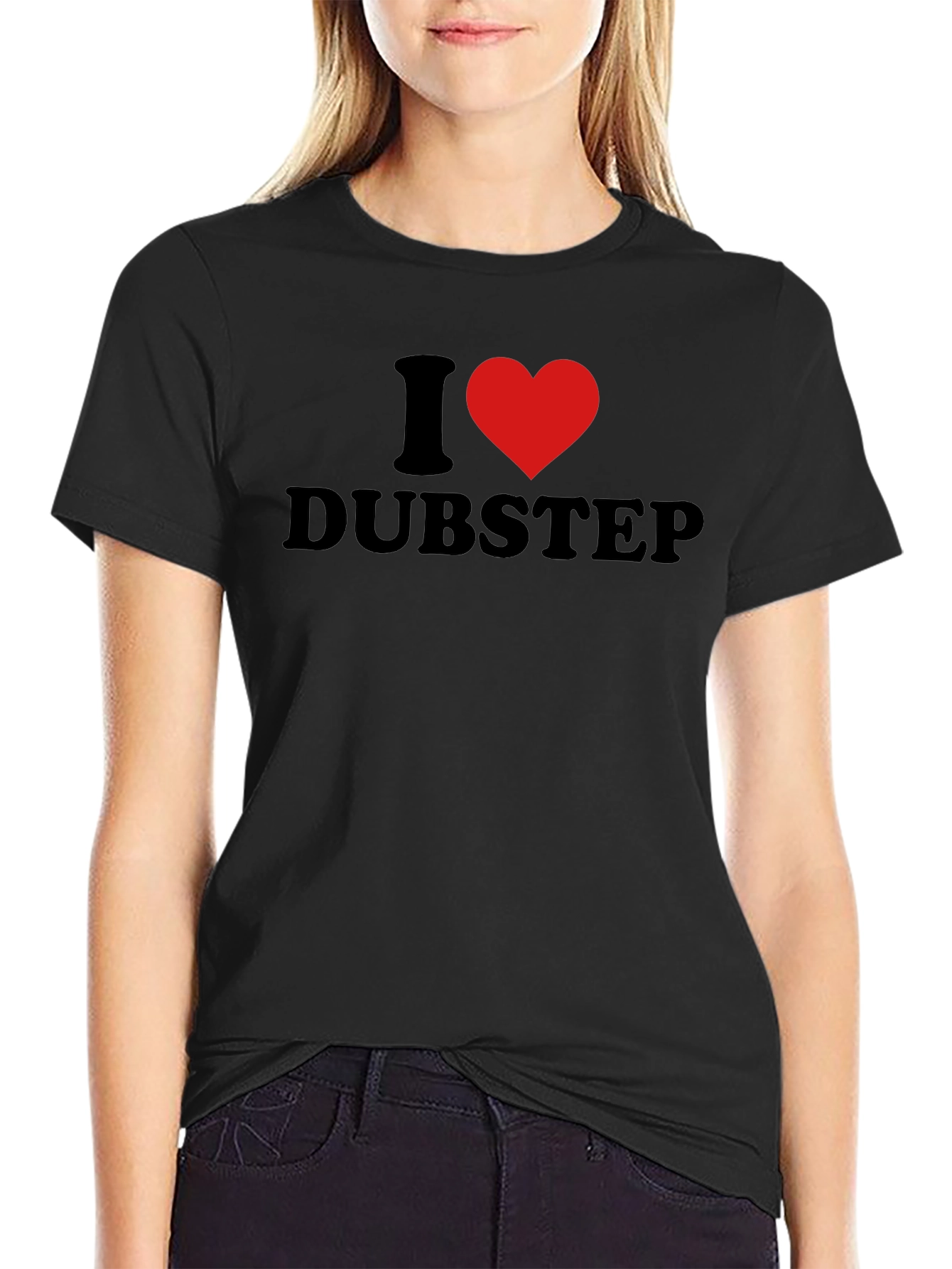 Black I Heart Dubstep Black T-Shirt view 2