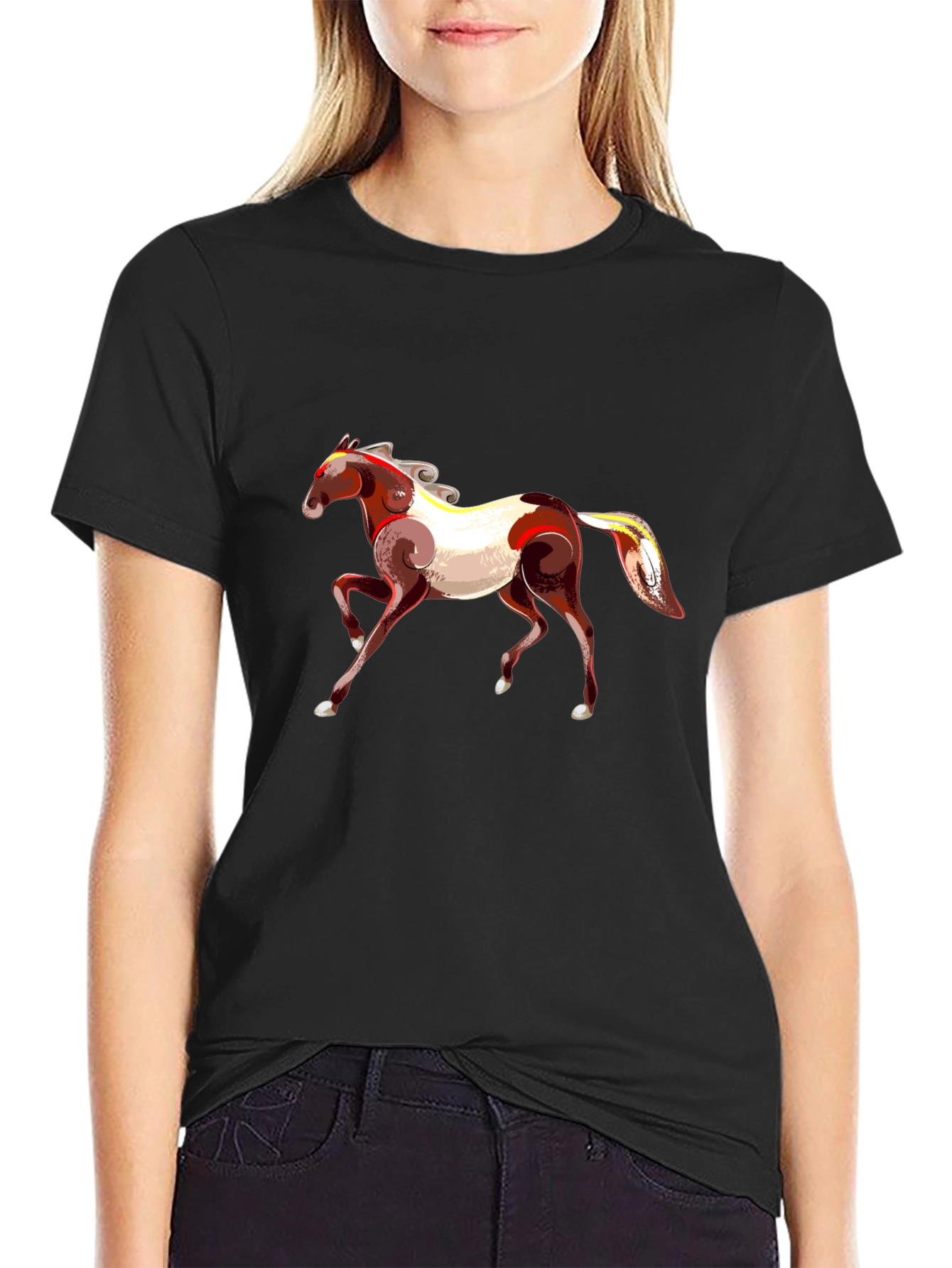 Black Horse Graphic Black T-Shirt view 2