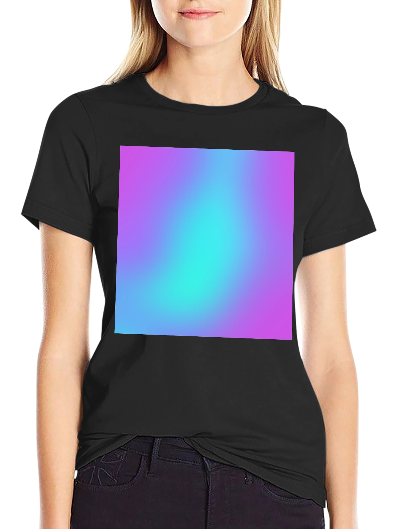 Black Men's Black T-Shirt with Vibrant Gradient Design view 2