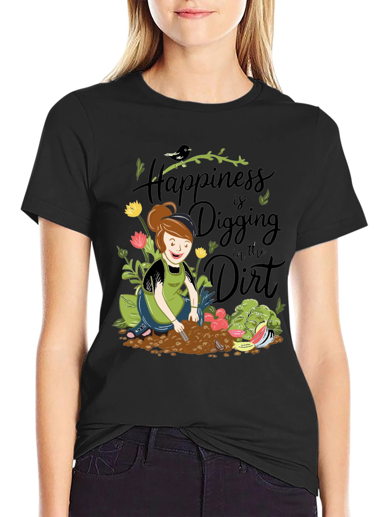 Black Gardening T-Shirt - Digging in the Dirt view 2