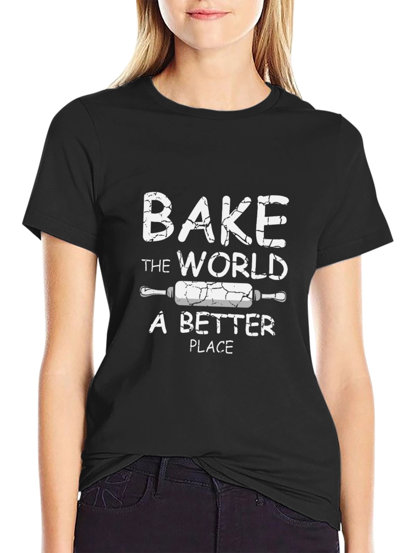 Black Bake the World T-Shirt -  Baker Gift Idea view 2