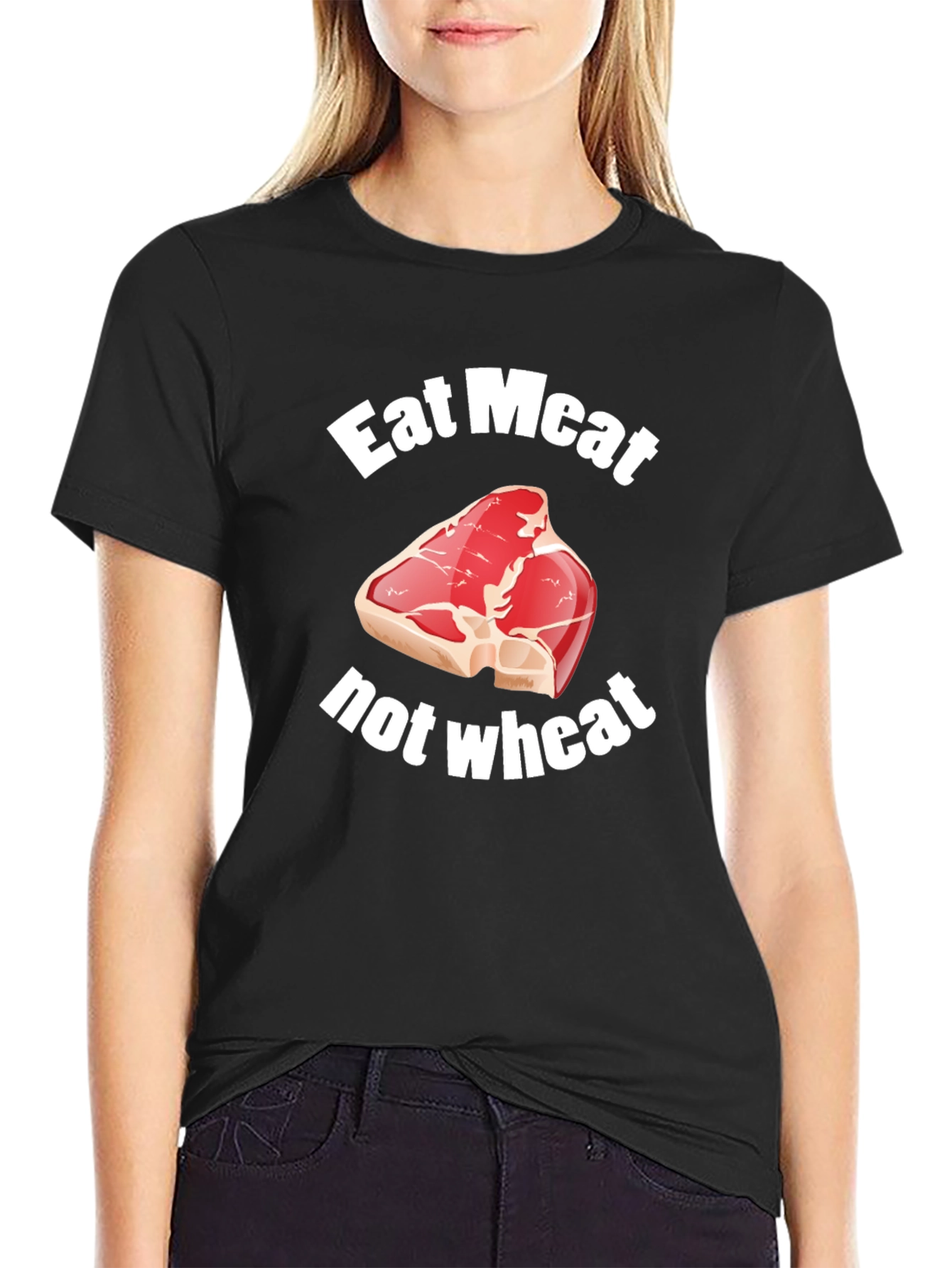 Black Eat Meat Not Wheat Funny T-Shirt view 2
