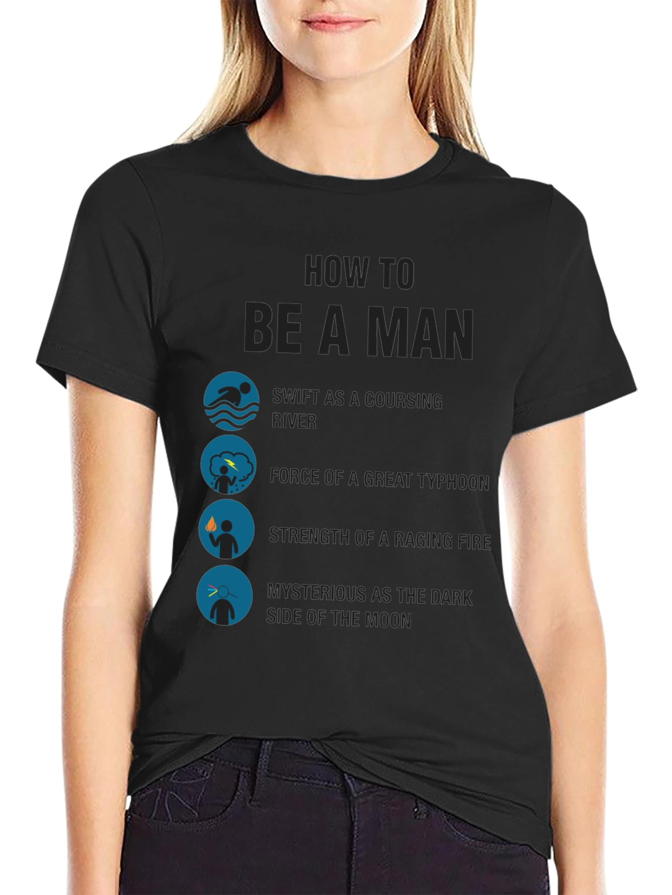 Black How to Be a Man Graphic T-Shirt view 2