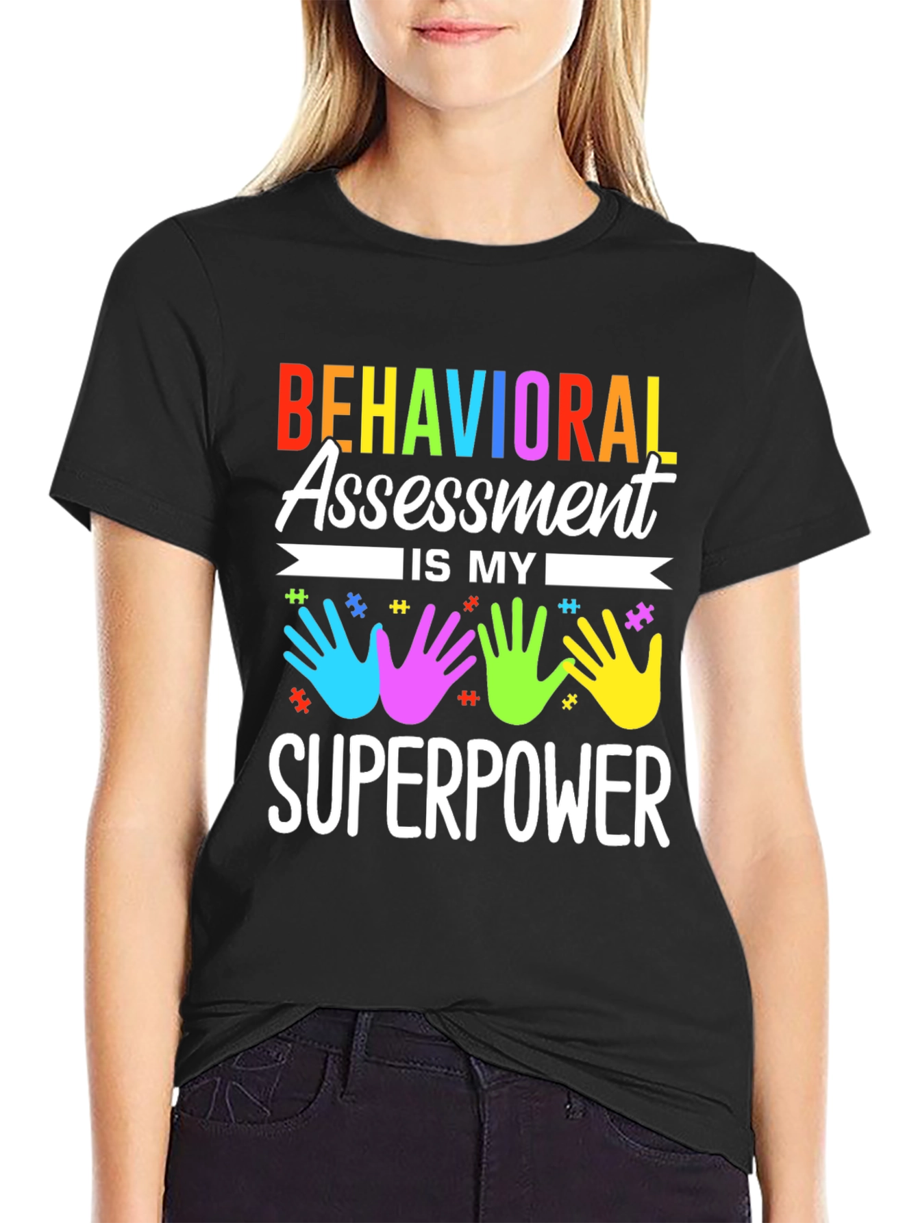 Black Behavioral Assessment Superpower T-Shirt view 2