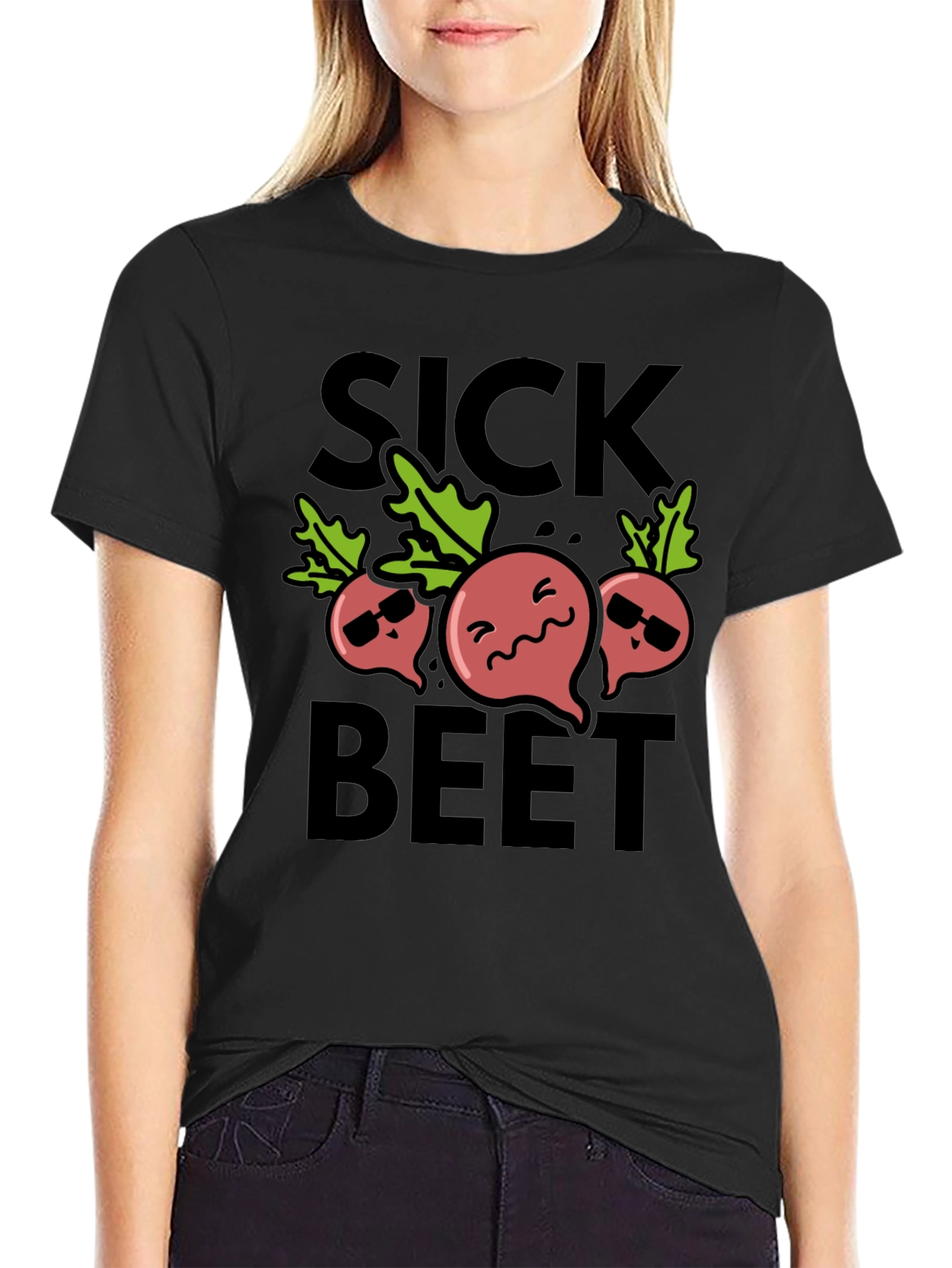 Black Sick Beet Funny Graphic T-Shirt view 2