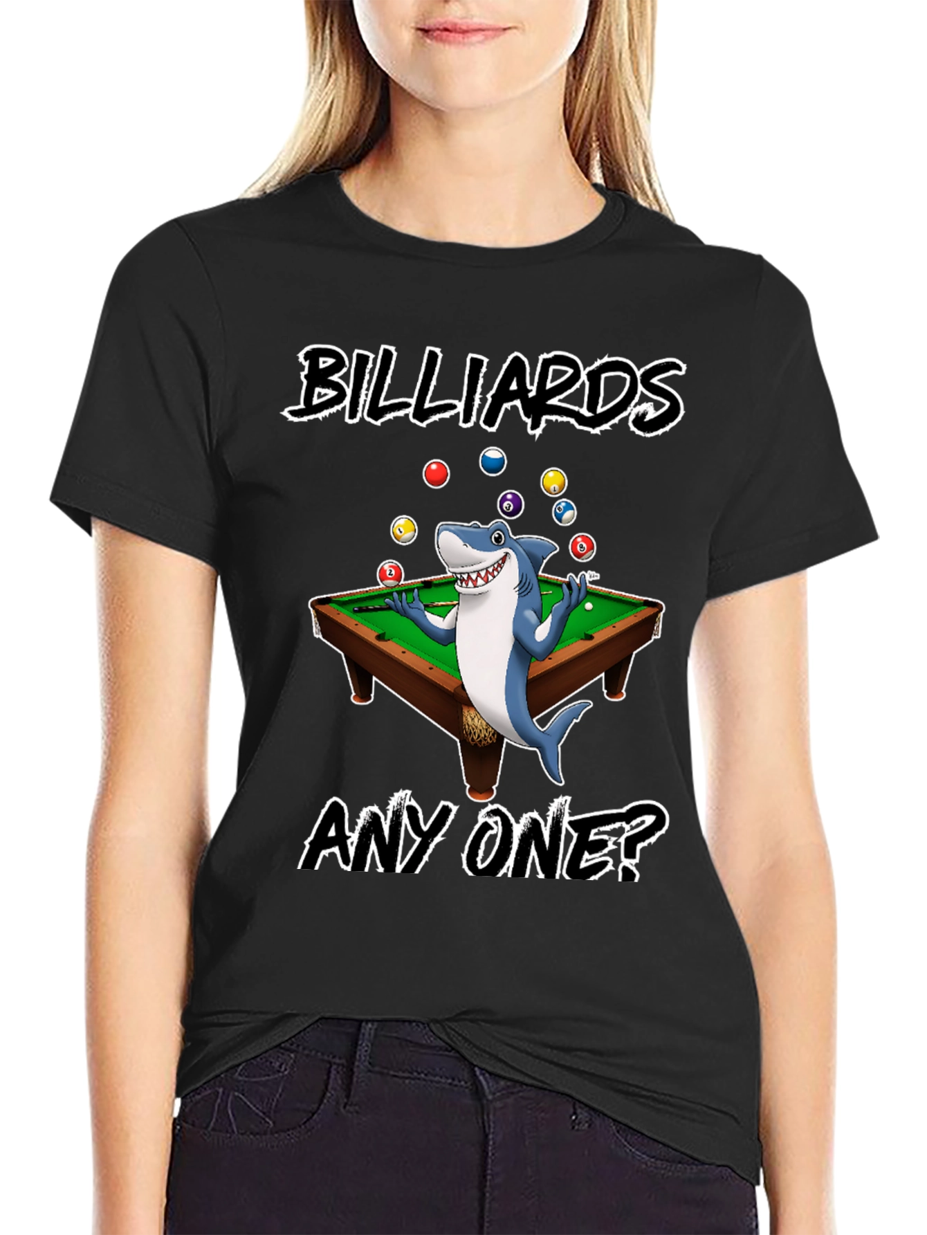 Black Billiards Shark Graphic T-Shirt view 2