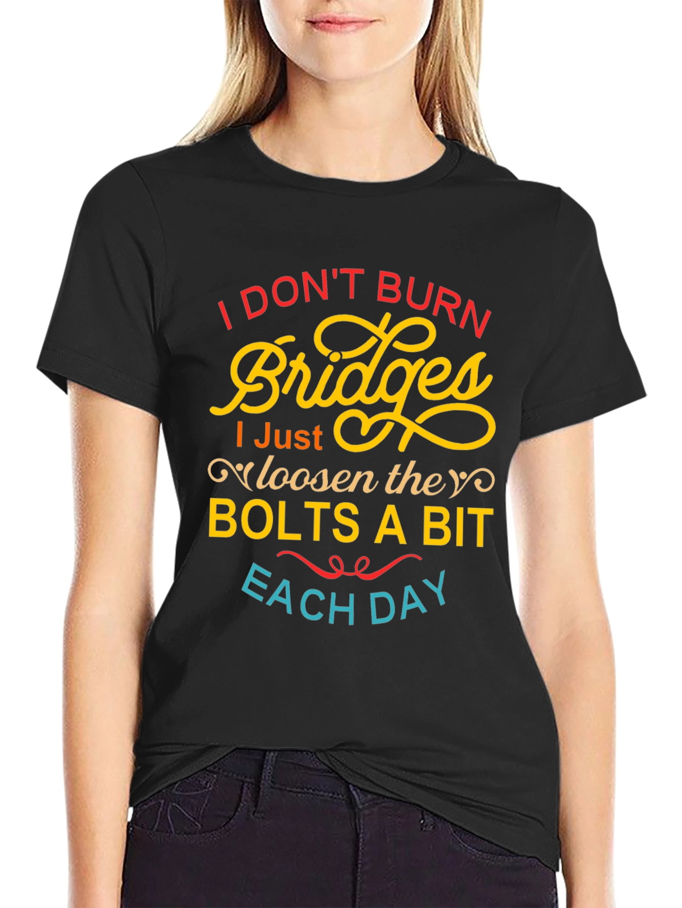 Black I Don't Burn Bridges Funny Graphic Tee view 2